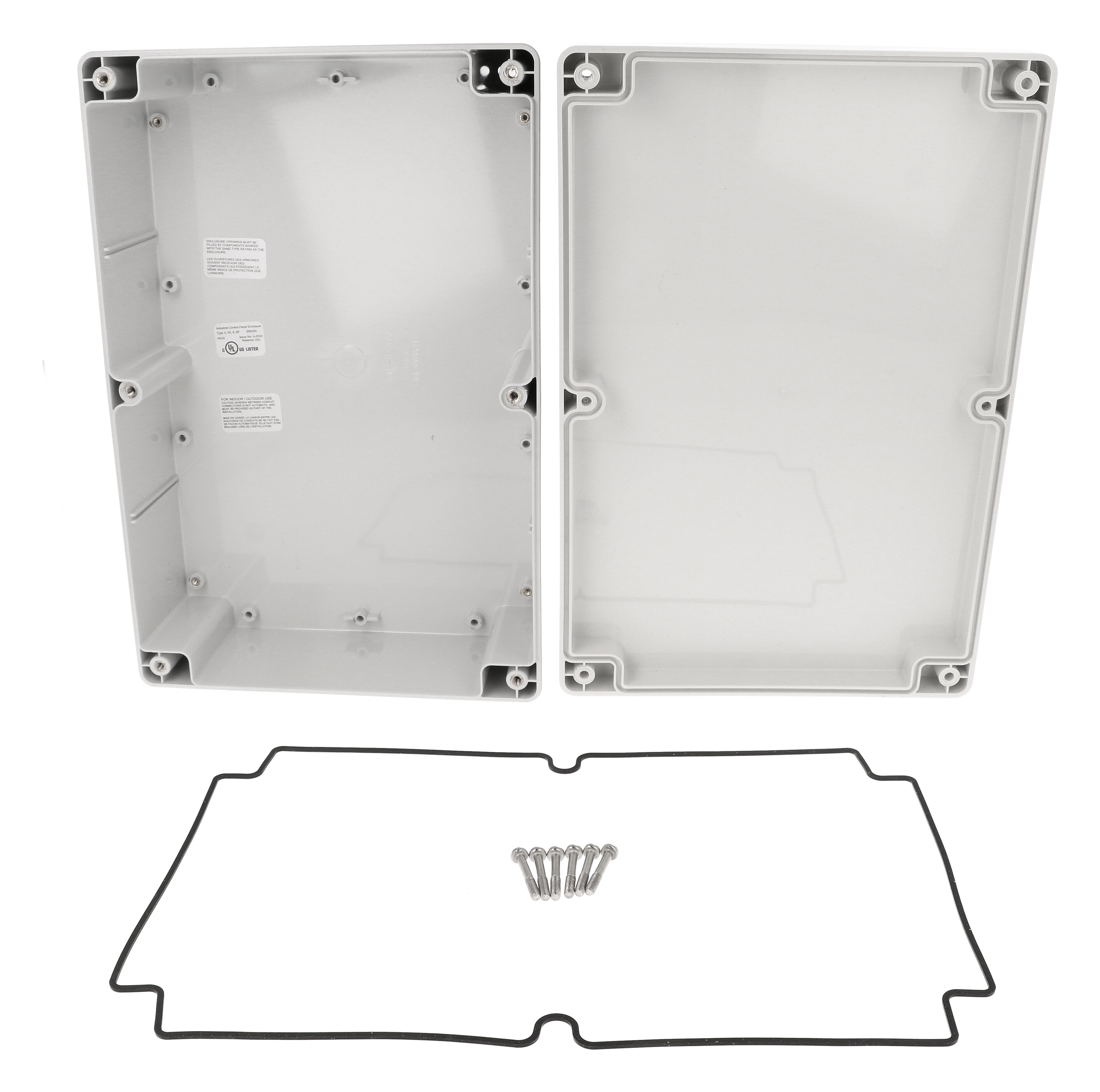 1554X2GY 300 x 200 x 90 mm light gray polycarbonate NEMA enclosure with gray lid