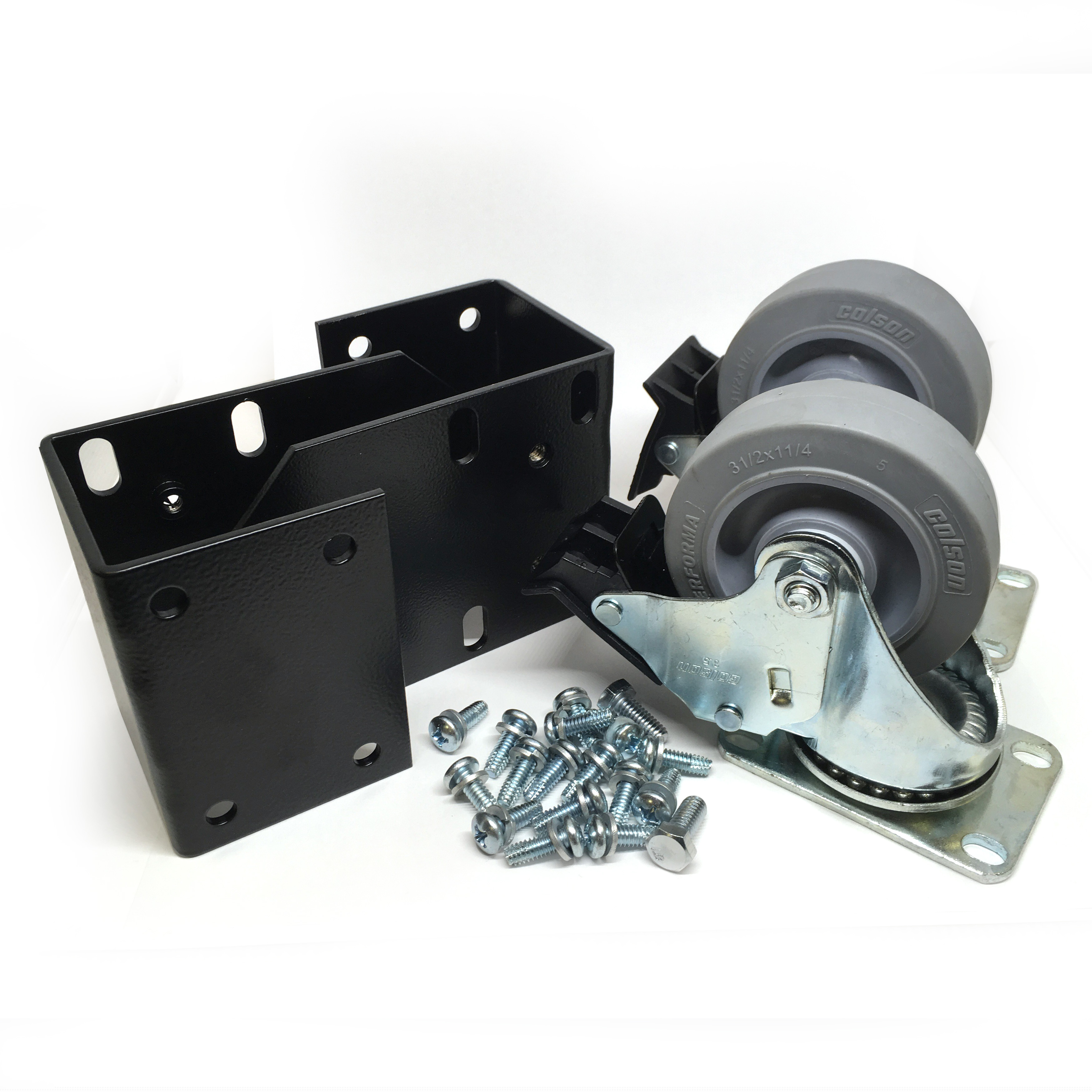 Hammond CCSTL low-profile locking swivel cabinet caster with 3.50 in grey composite wheel and black textured C2 mounting bracket