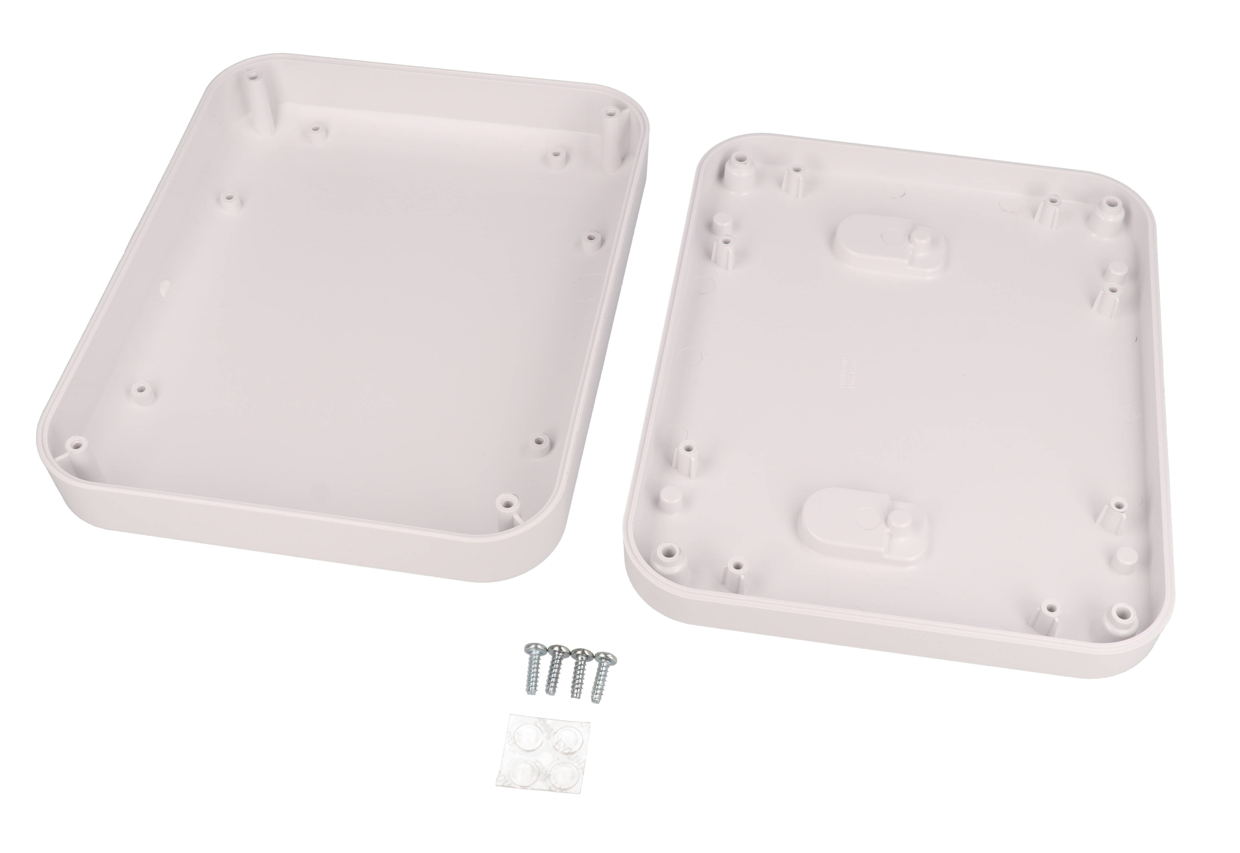 1556GWH white flame retardant ABS desktop and wall mount enclosure, 200 x 160 x 45 mm