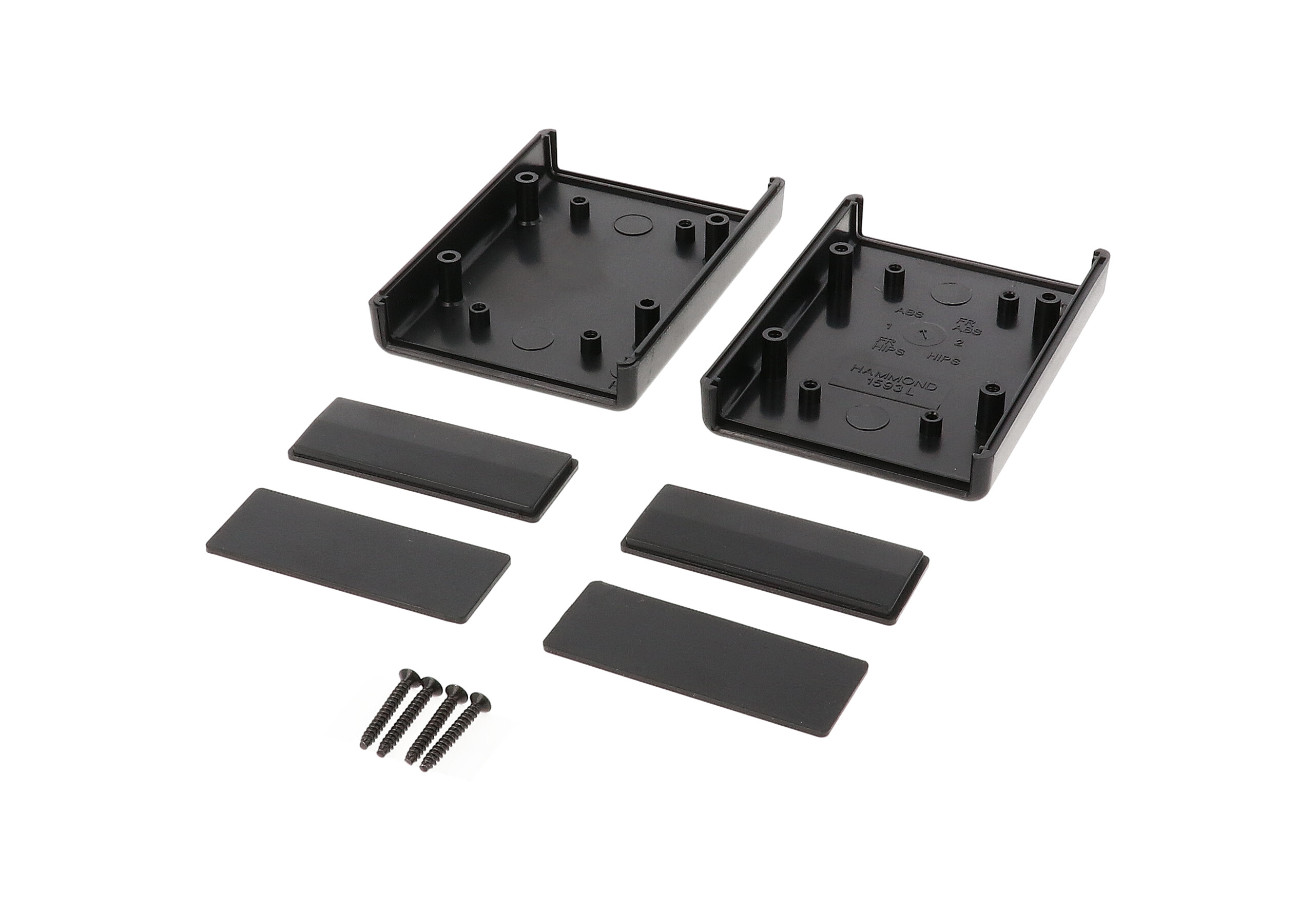 1593LBK black handheld ABS enclosure with removable end panels