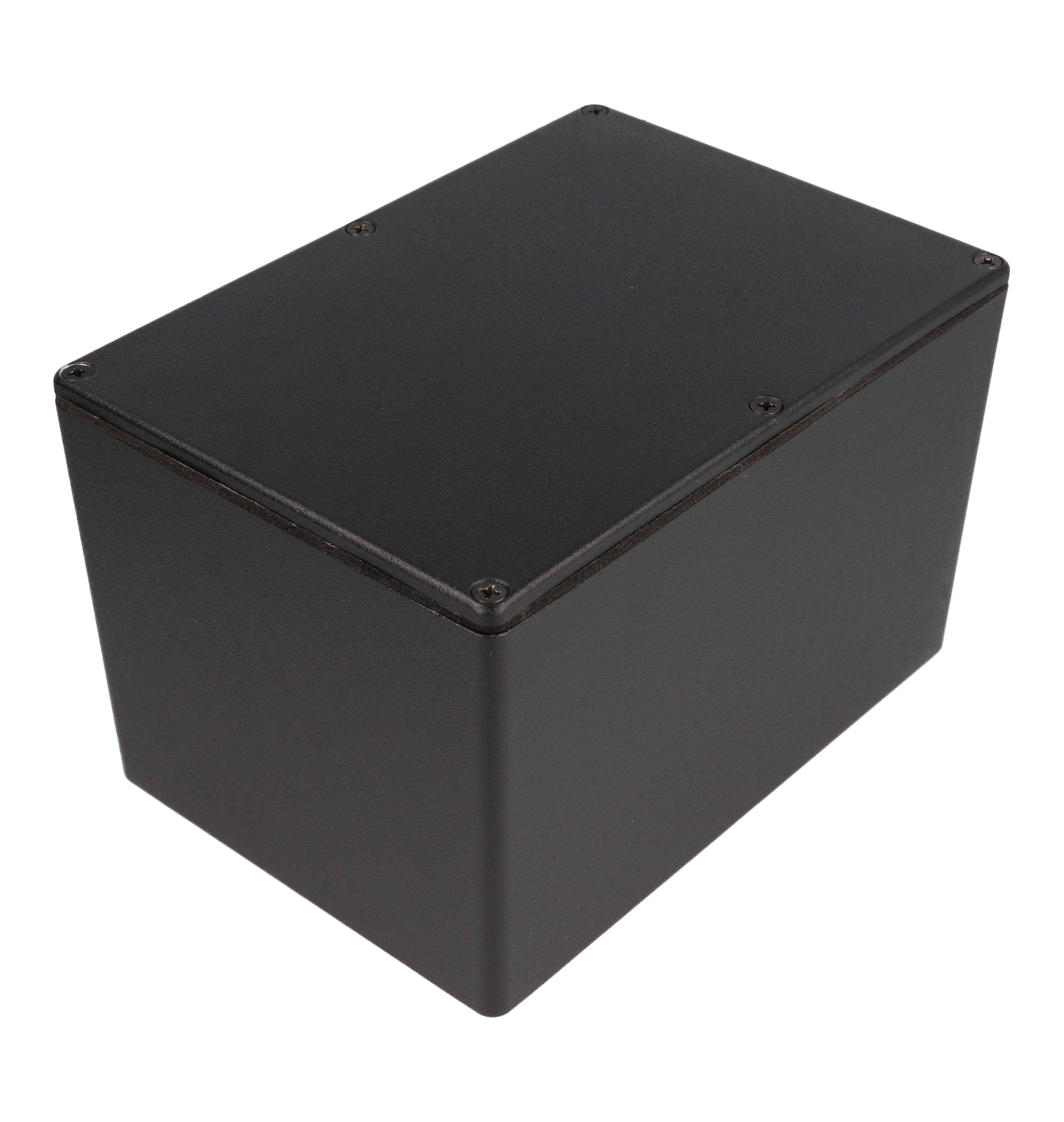 1550WFBK black watertight diecast aluminum enclosure, 171 x 121 x 105 mm, with screw-down lid