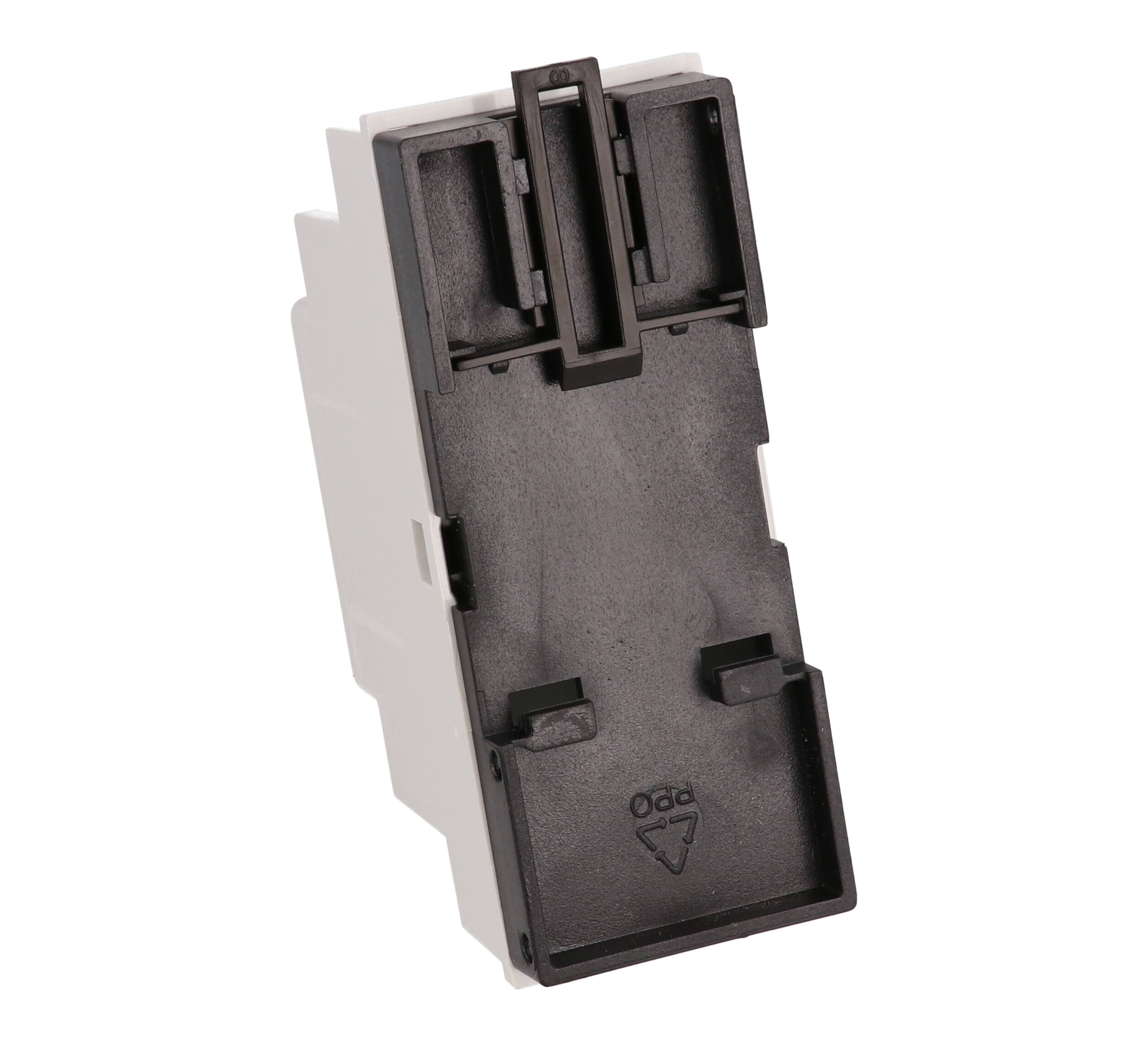 1597DIN2GY gray 2 module DIN rail enclosure, 90 x 35 x 58 mm, with dark gray mounting base