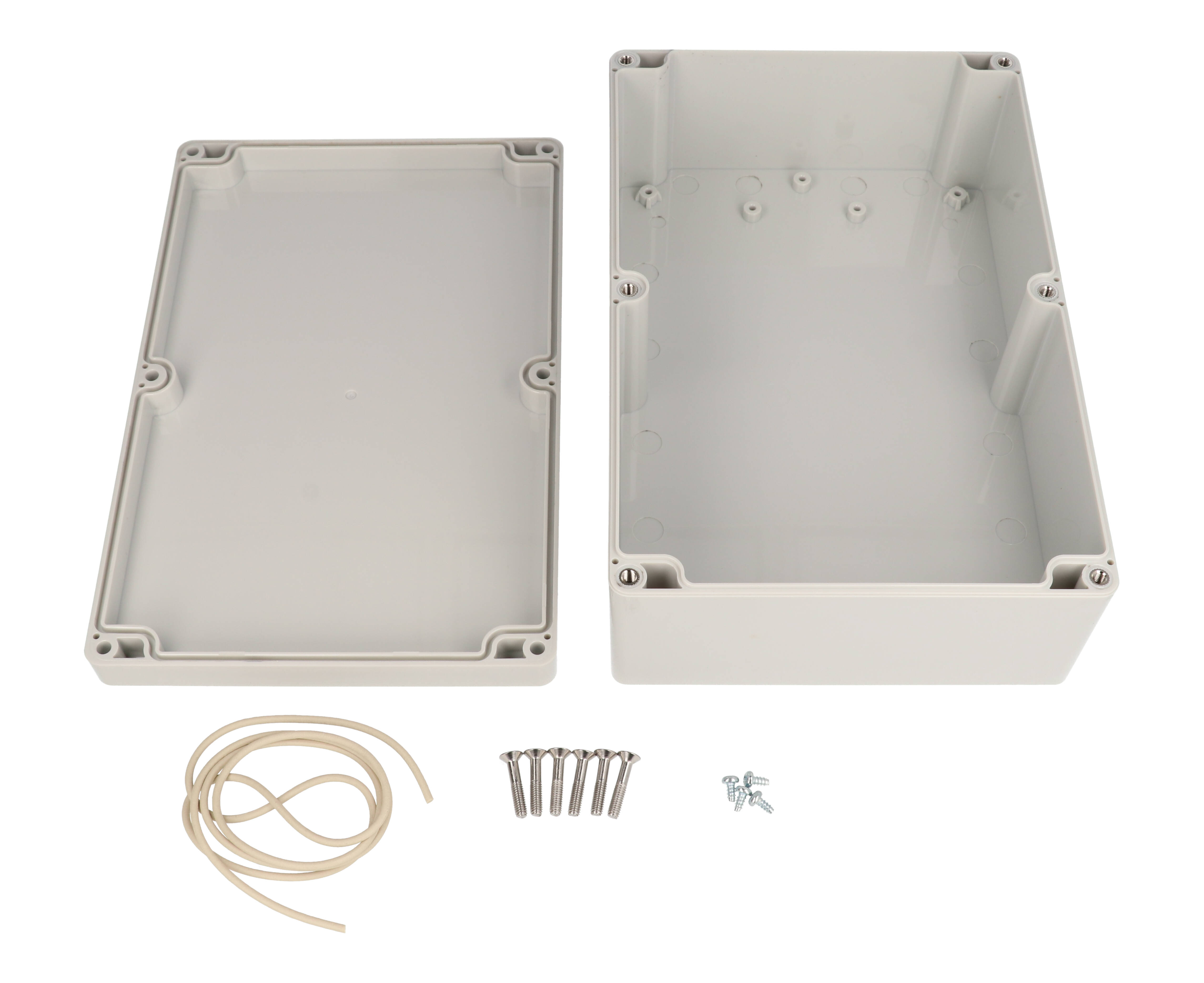 RZ0232 deep light gray polycarbonate water-tight enclosure, 222 x 146 x 75 mm
