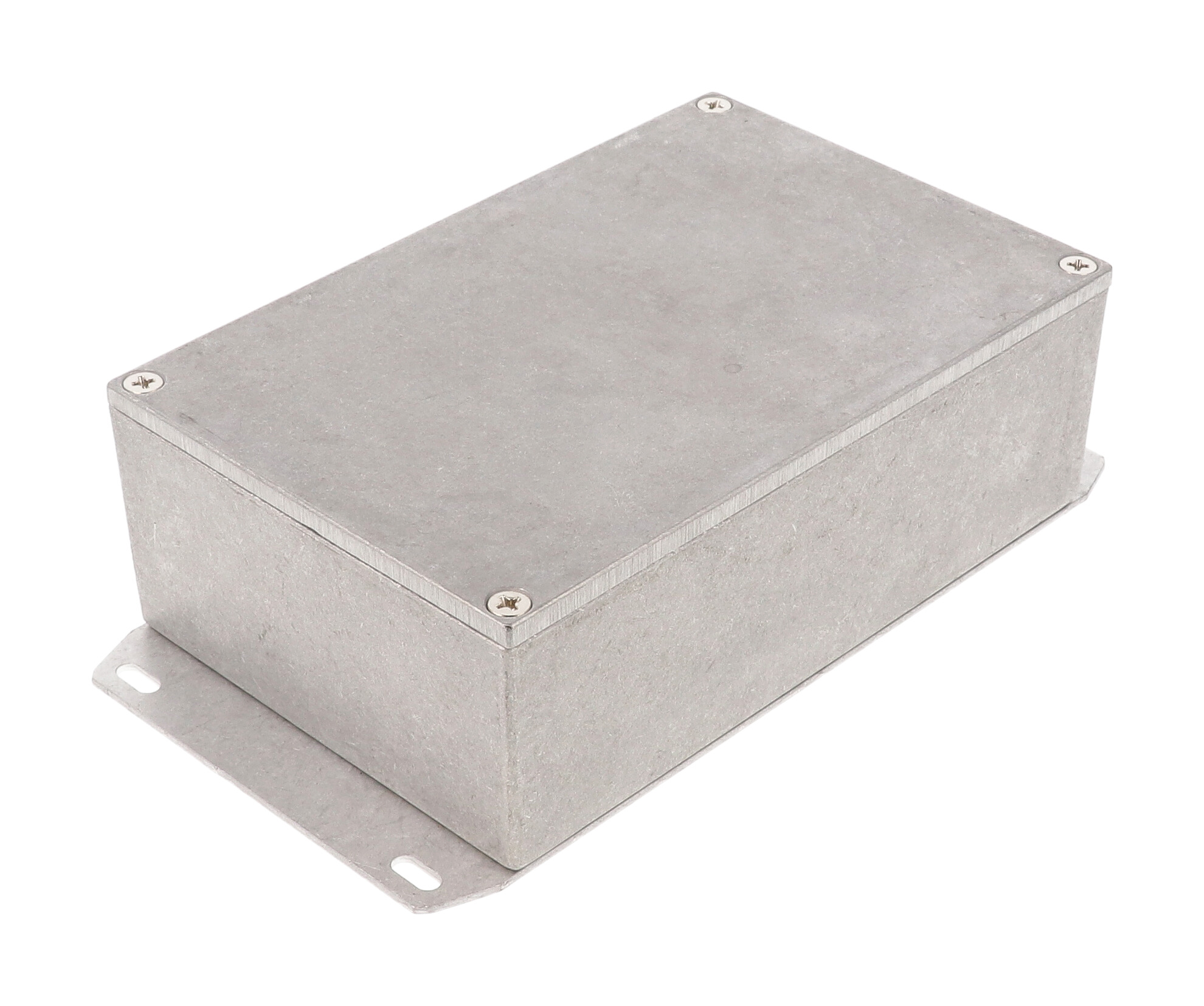 1590JF natural diecast aluminum enclosure with welded bottom flange, 145 x 95 x 49 mm