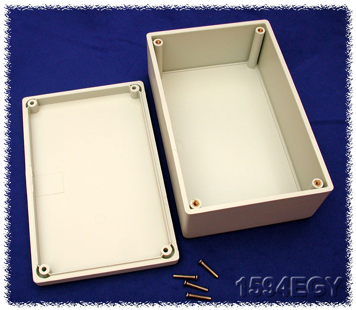 1594EGY light gray flame retardant ABS enclosure with lid, 167 x 107 x 65 mm
