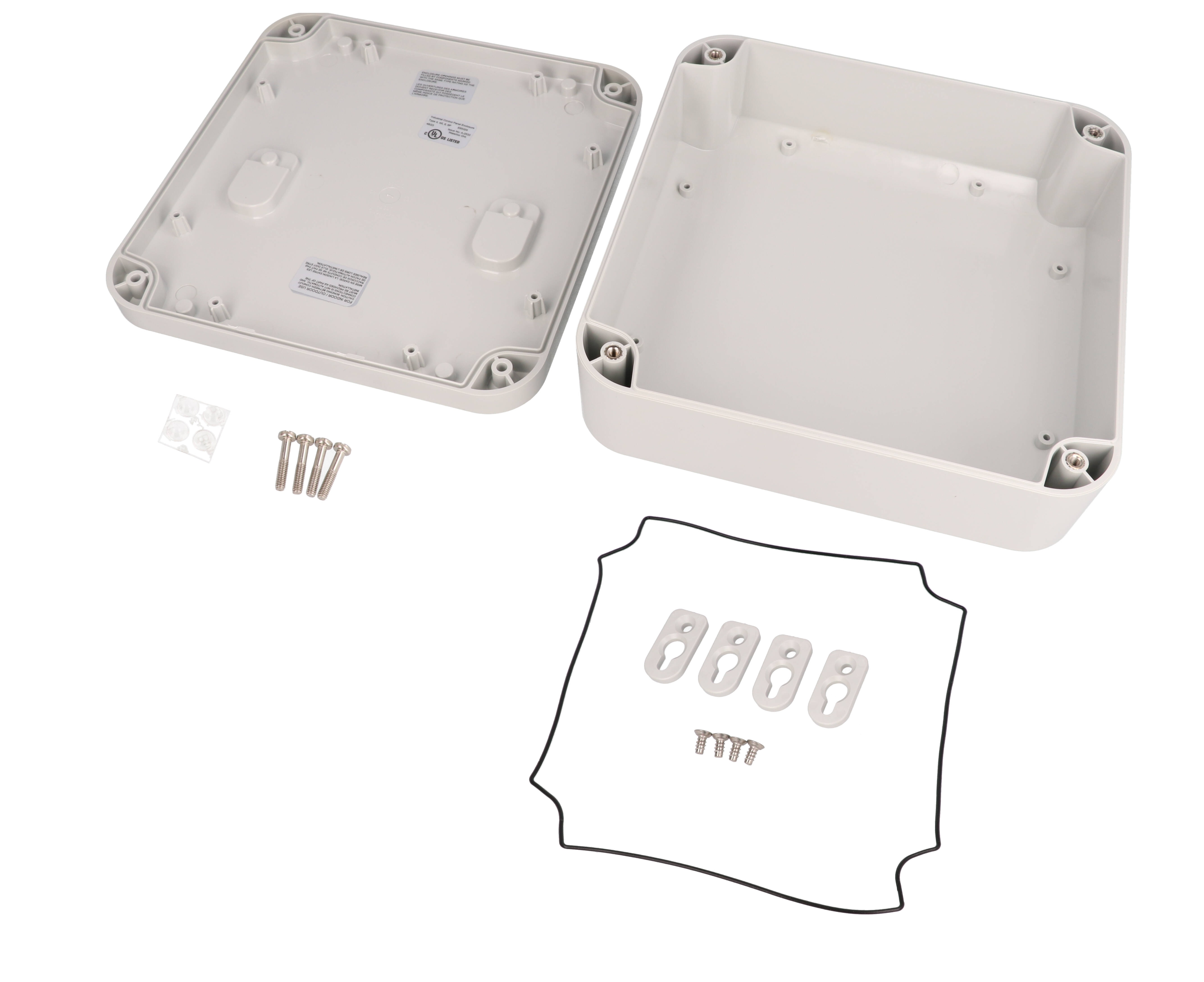 1557HA2GY light gray RAL7035 polycarbonate watertight enclosure, 200 x 200 x 70 mm