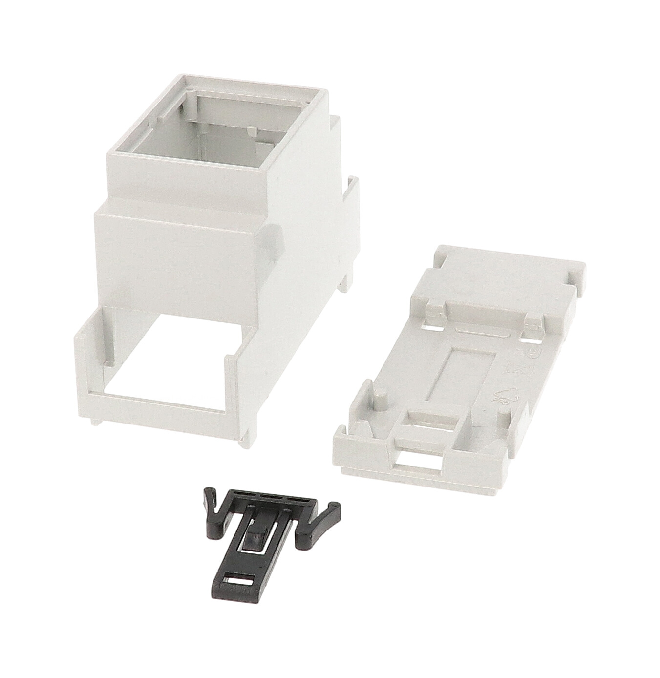 1597DIN2MH53 light grey DIN 2 open-top DIN rail enclosure with open terminals