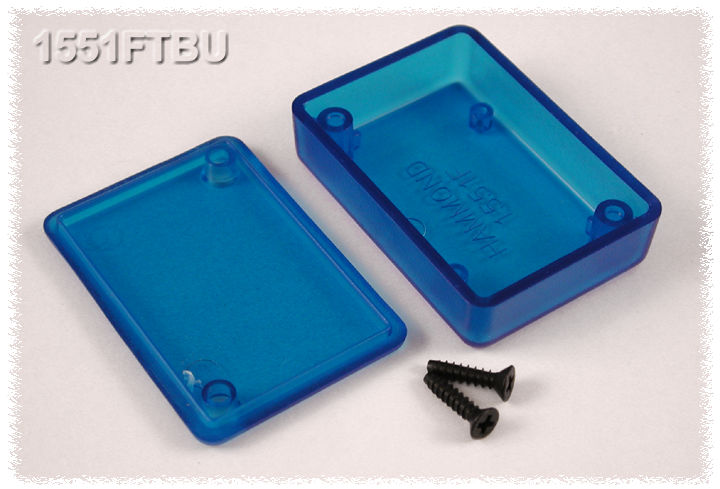 1551FTBU translucent blue ABS miniature enclosure, 50 x 35 x 15 mm