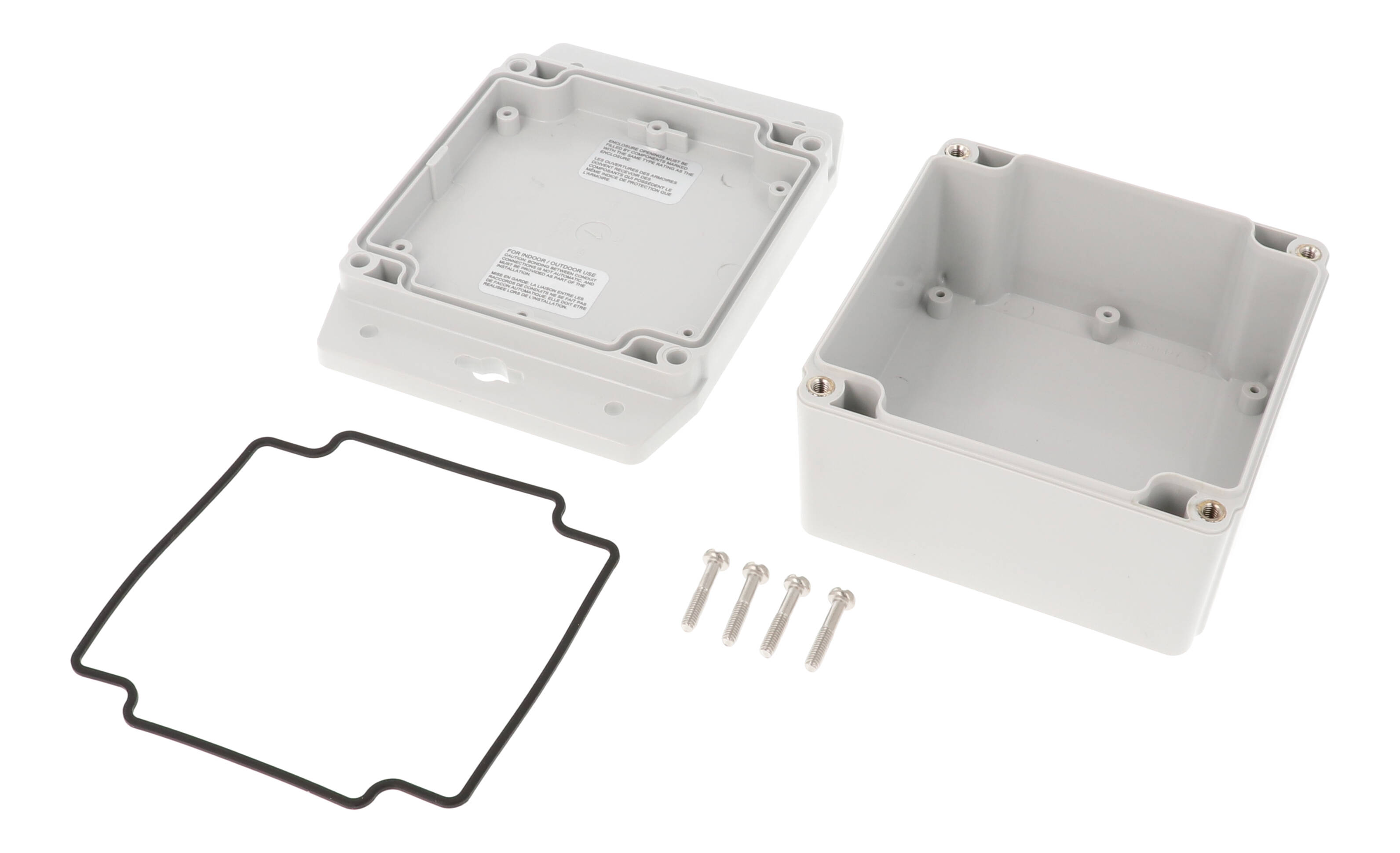 1555LF42GY deep square light grey ABS enclosure with flanged base