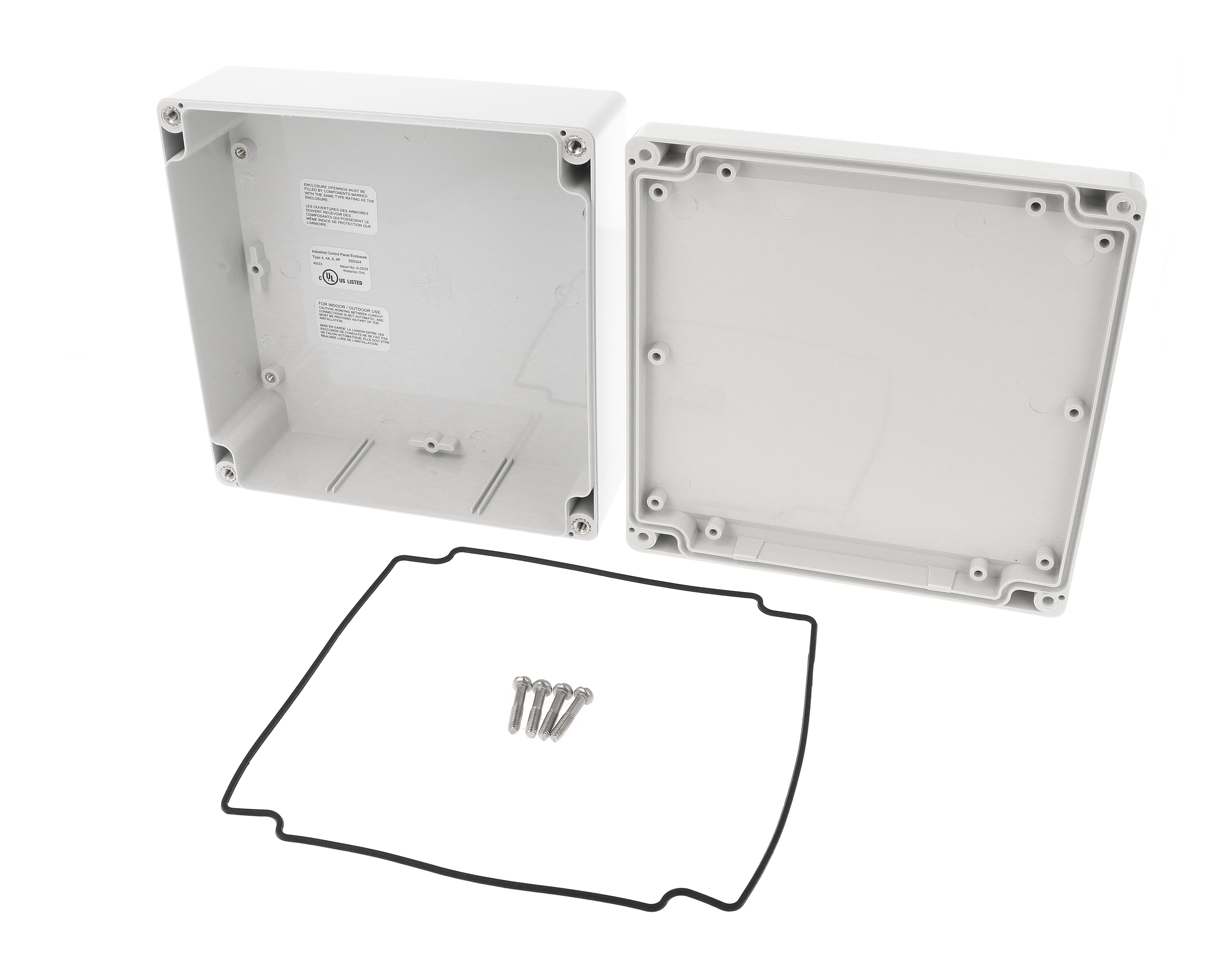 1555R2GY light gray polycarbonate NEMA 4X enclosure, 160 x 160 x 60 mm
