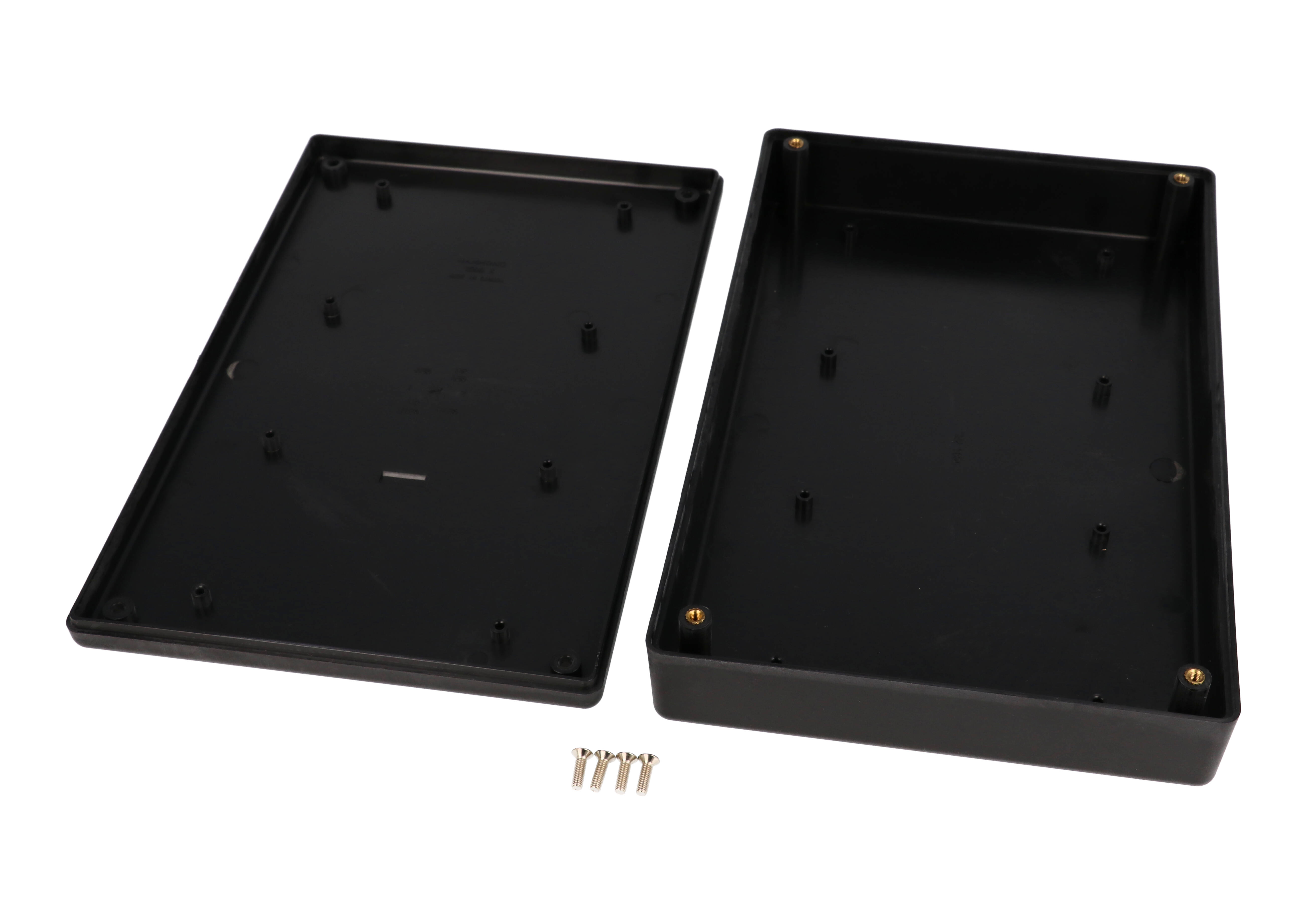 1599RFIKBK black EMI/RFI shielded conductive plastic handheld enclosure, 220 x 140 mm