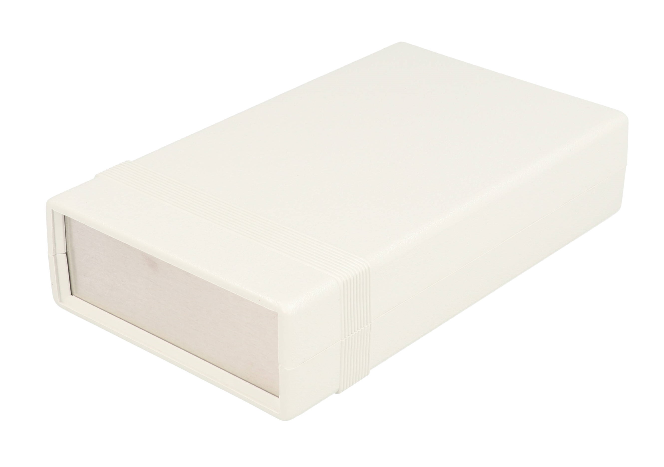 1598AGY light grey flame retardant ABS instrument enclosure with brushed aluminum end panels