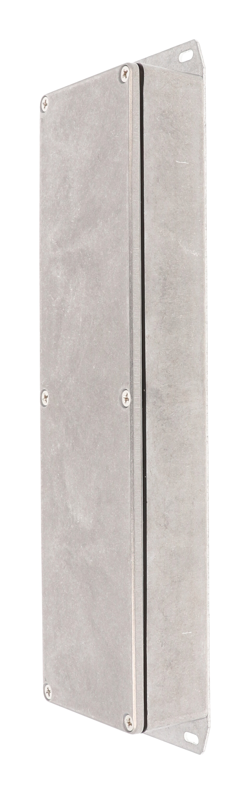 1590WBX2F natural aluminum low-profile watertight diecast enclosure with flanged bottom plate