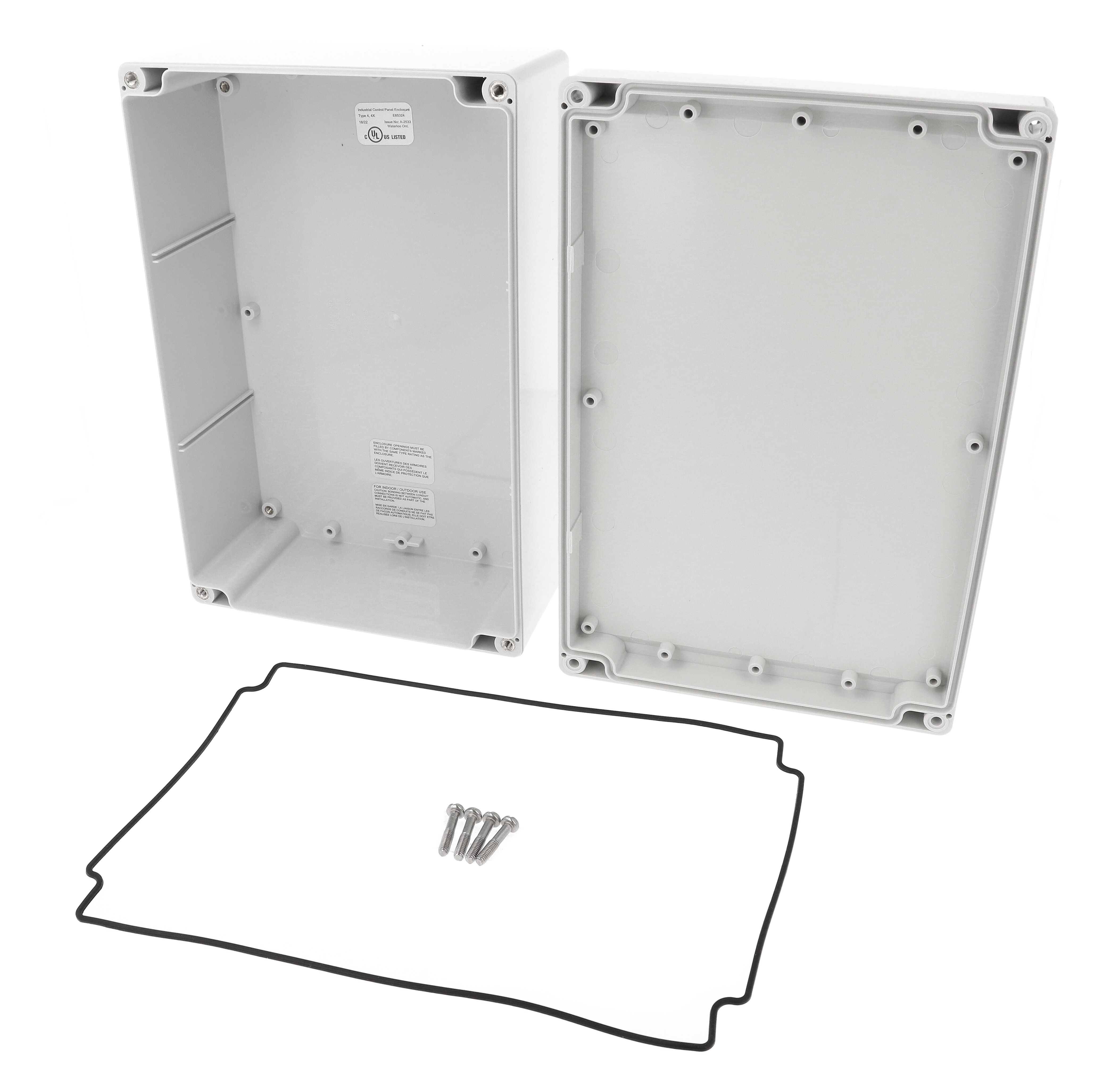 1555V2GY light gray polycarbonate Type 4X enclosure, 240 x 160 x 91 mm