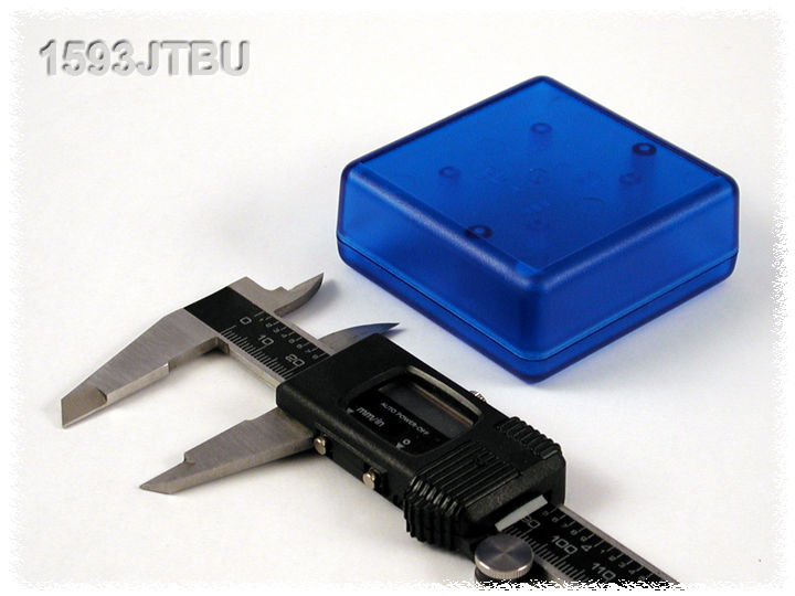1593JTBU transparent blue square closed-end handheld enclosure