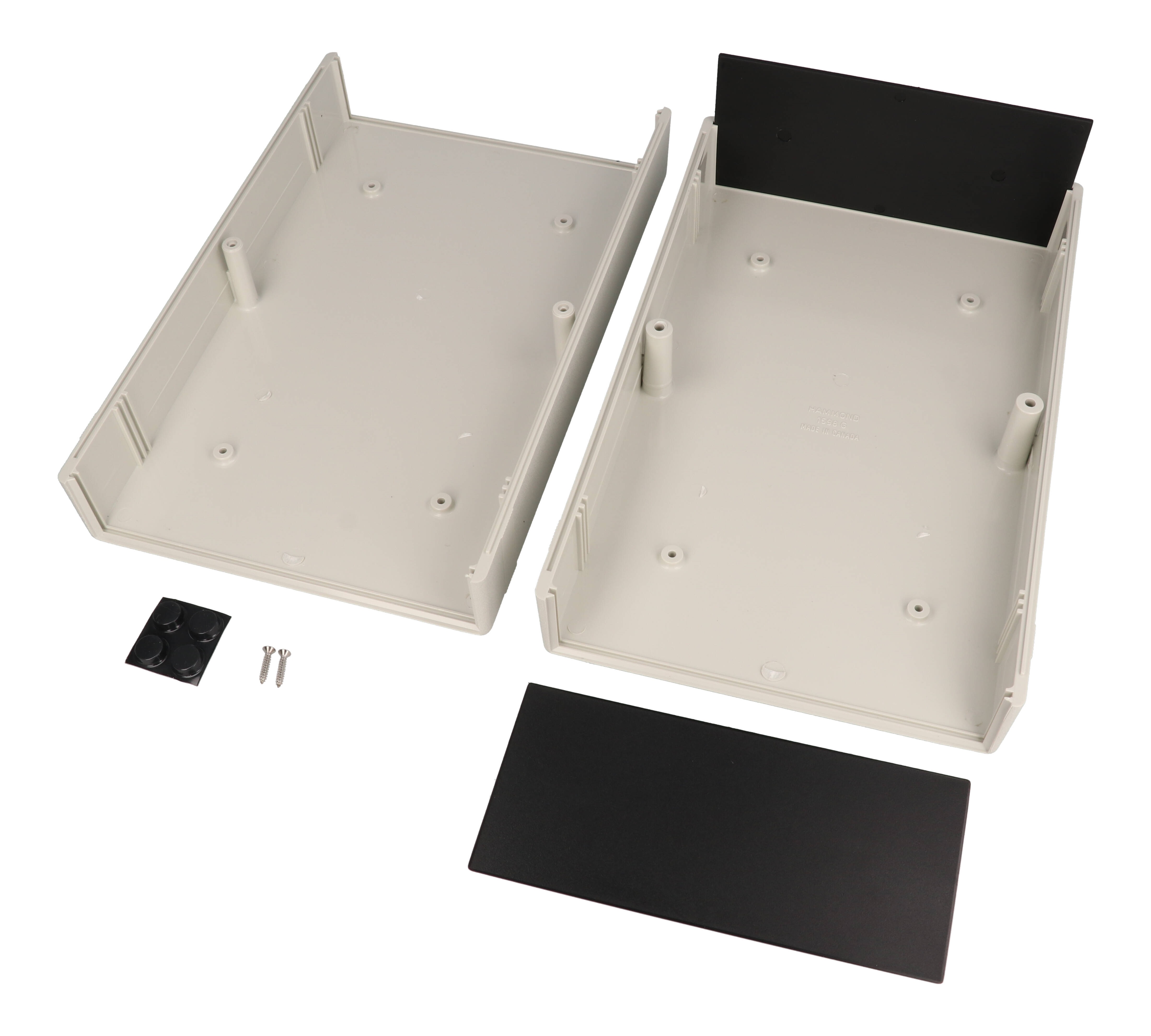 1598GSGYPBK light gray ABS instrument case with black plastic end panels