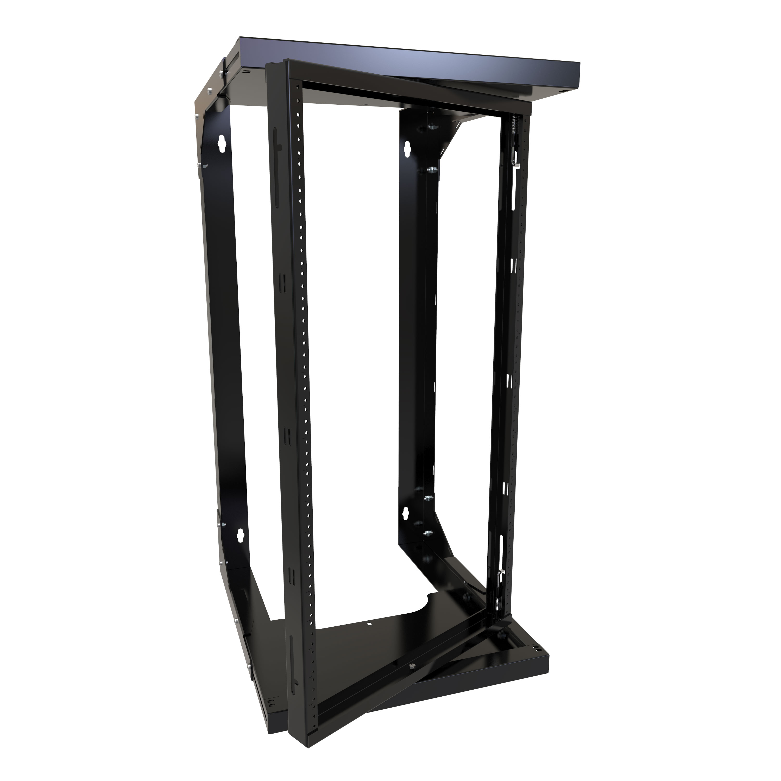 Hammond HWMR1912UBK 12U black center-hinged adjustable depth 19-inch wall-mount open rack — view 2
