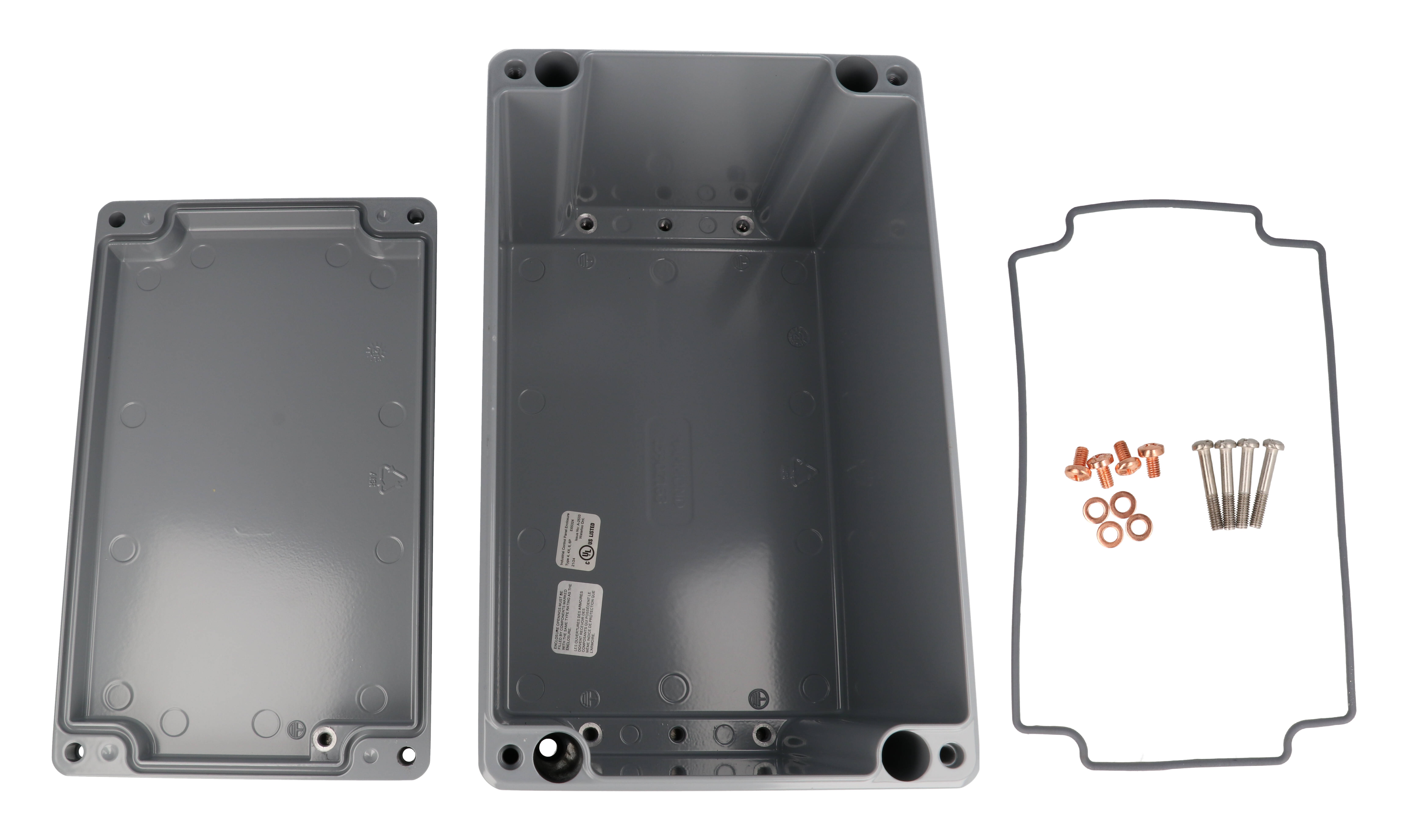 1590Z163GY smooth gray RAL 7001 deep diecast aluminum enclosure, 260 x 160 x 160 mm