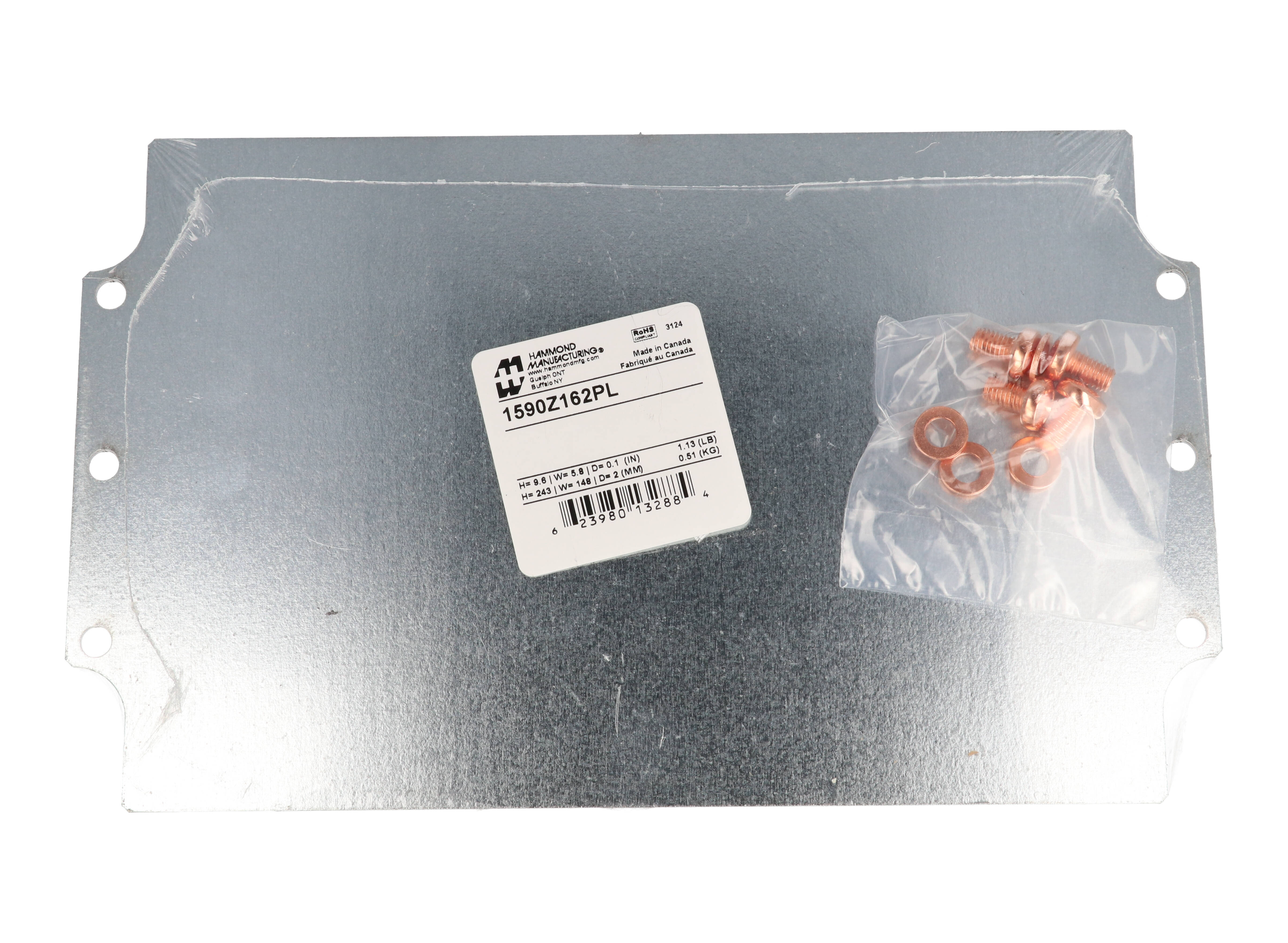 1590Z162PL steel inner mounting panel for the 1590Z162 diecast aluminum enclosure