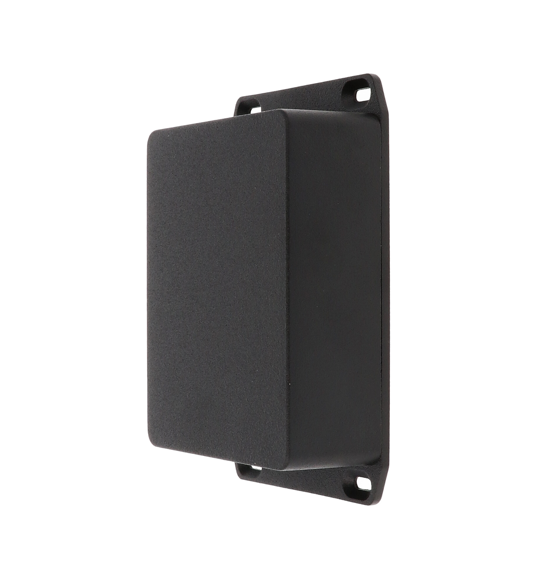 1590BBSFLBK black textured diecast aluminum enclosure with flanged mounting lid