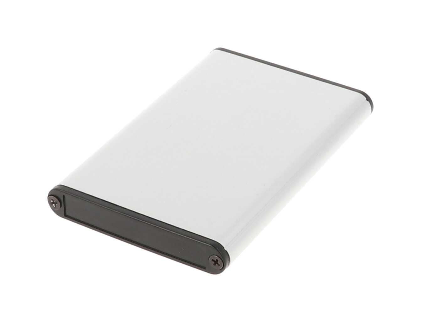 1455A1002 clear anodized extruded aluminum PC board enclosure, 100 x 70 x 12 mm, with black plastic end panels