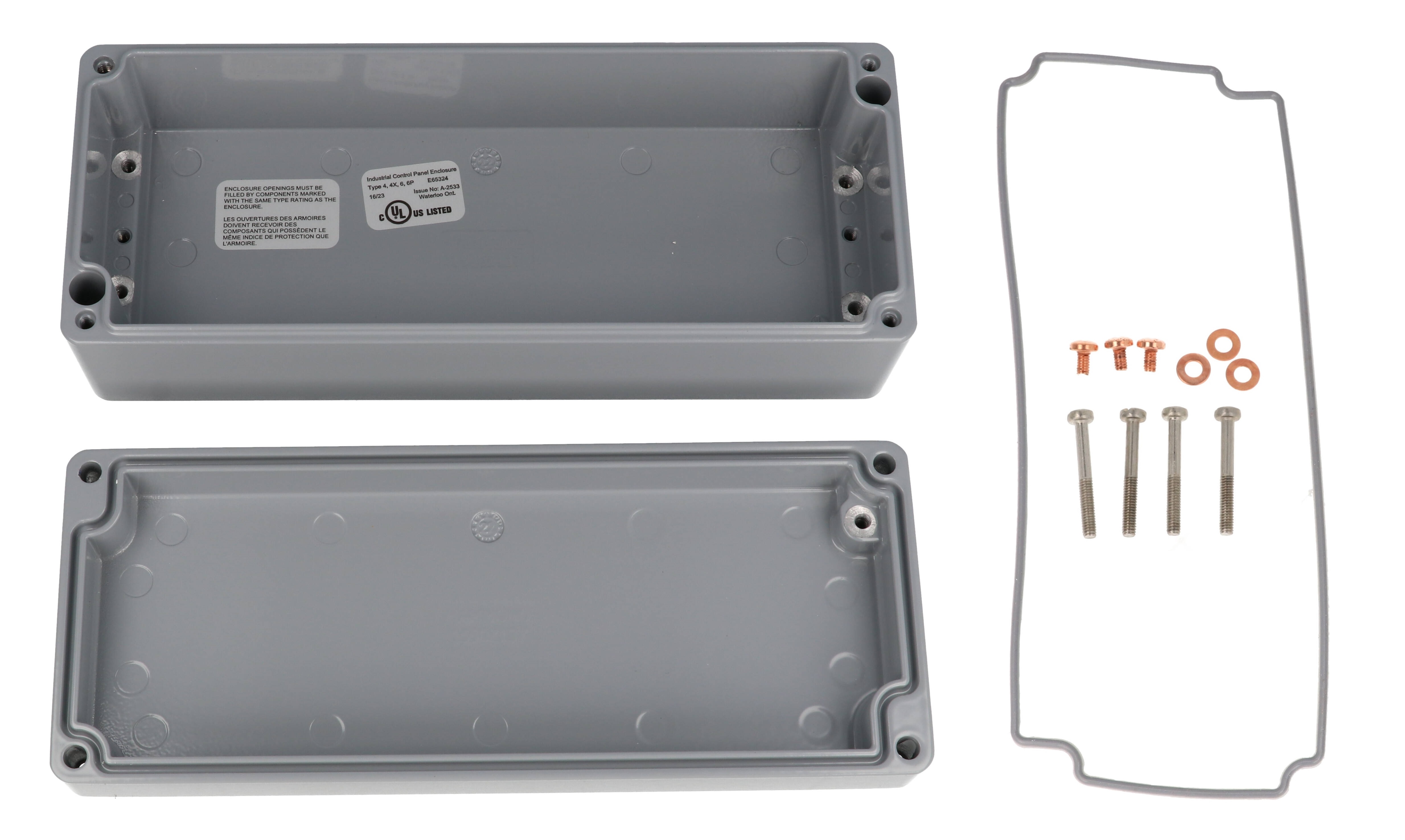 1590Z137GY gray RAL 7001 diecast aluminum enclosure, 200 x 80 x 60 mm