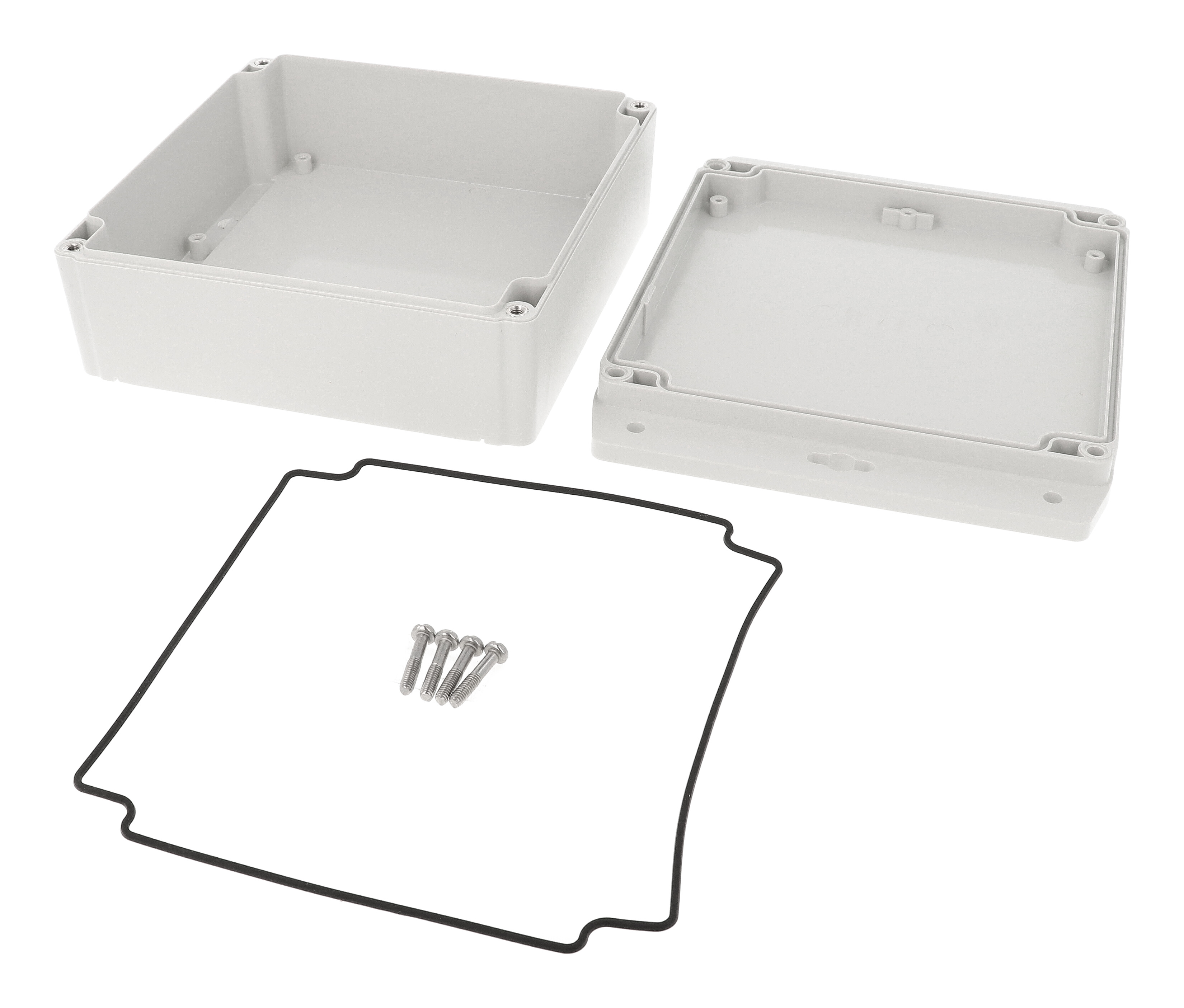 1555RF42GY deep light gray ABS flanged enclosure, 160 x 160 x 63 mm