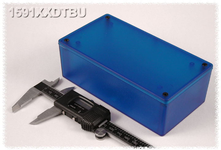 1591XXDTBU transparent blue ABS plastic enclosure, 5.98 in x 3.23 in x 2.01 in