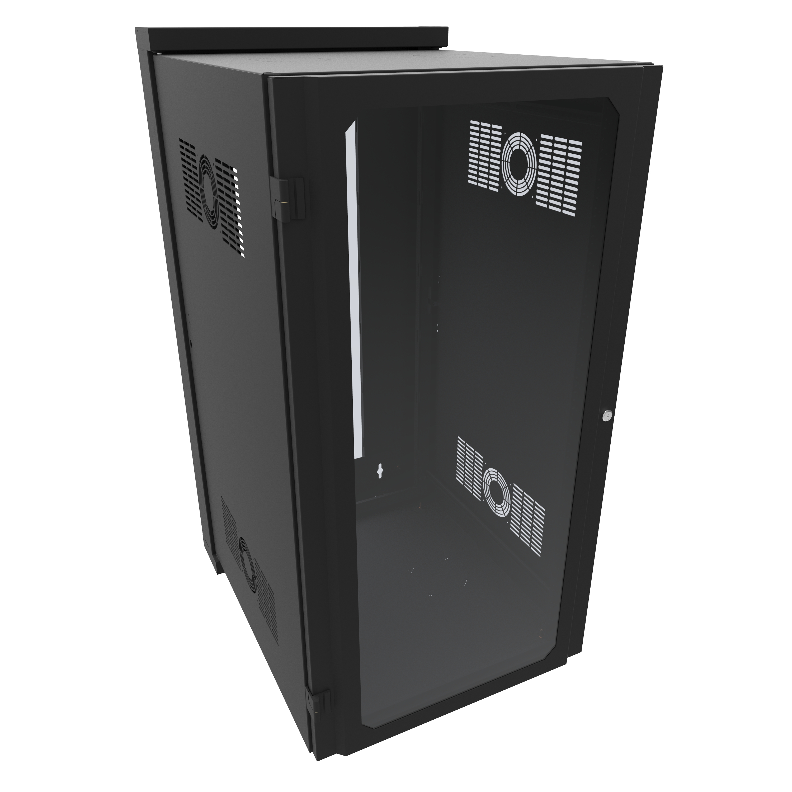 Hammond HWM2424U26WDBK 24U black swing-out wall-mount rack cabinet with window front door