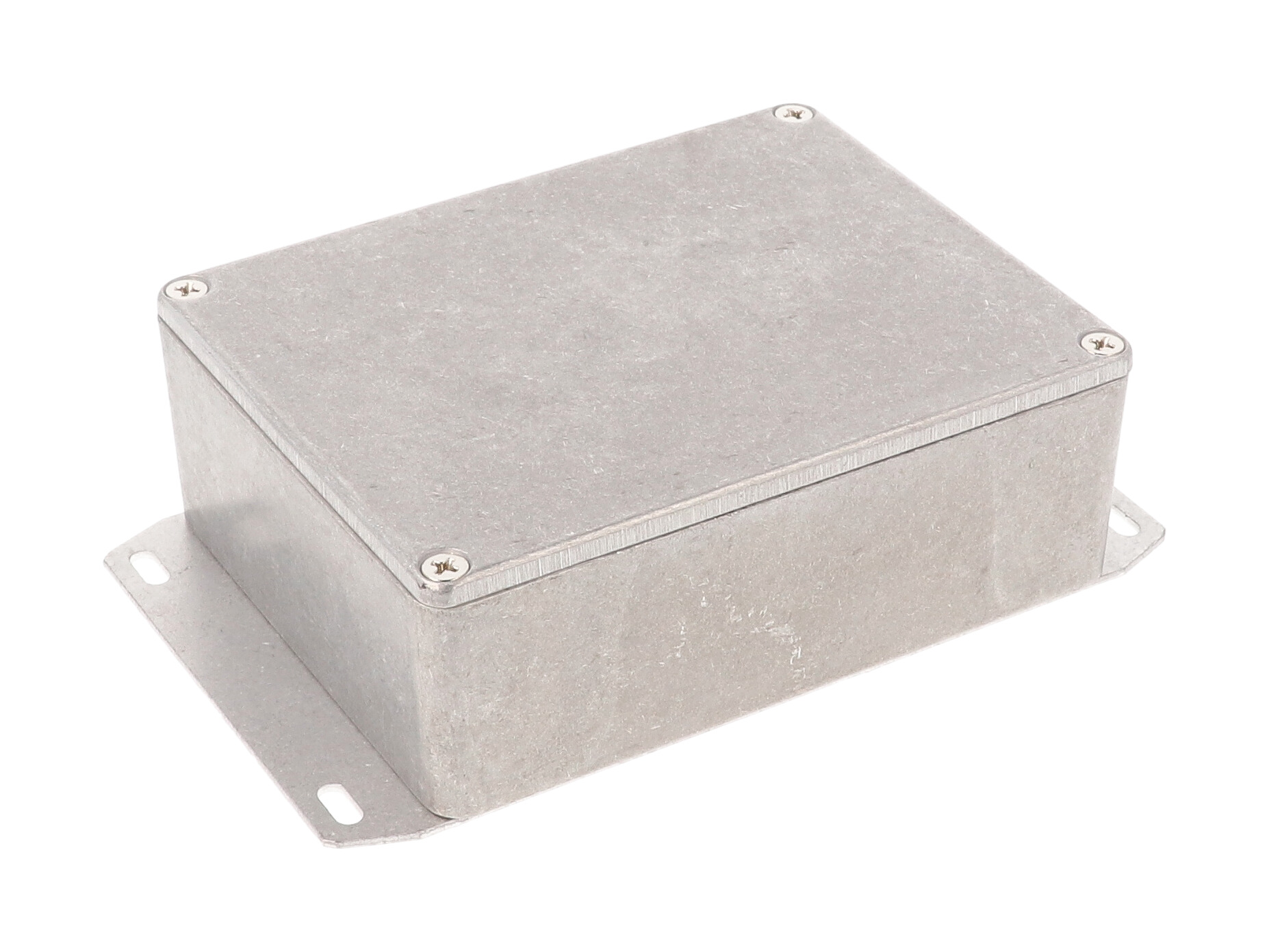 1590BBSF natural finish diecast aluminum enclosure with welded bottom mounting flange