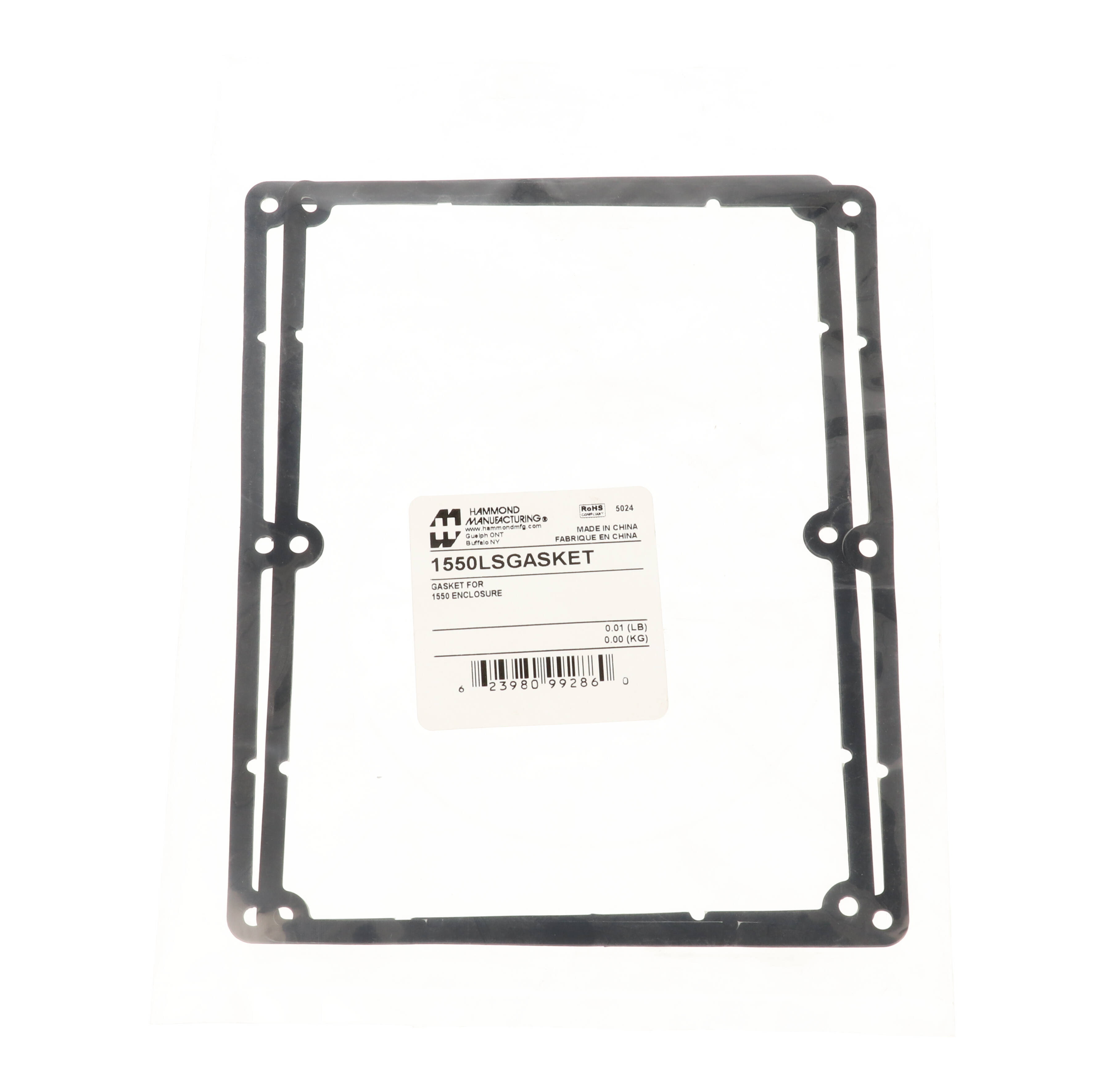 1550LSGASKET IP67 silicone gasket kit, two pre-formed adhesive-backed lid gaskets for 1550L diecast enclosures