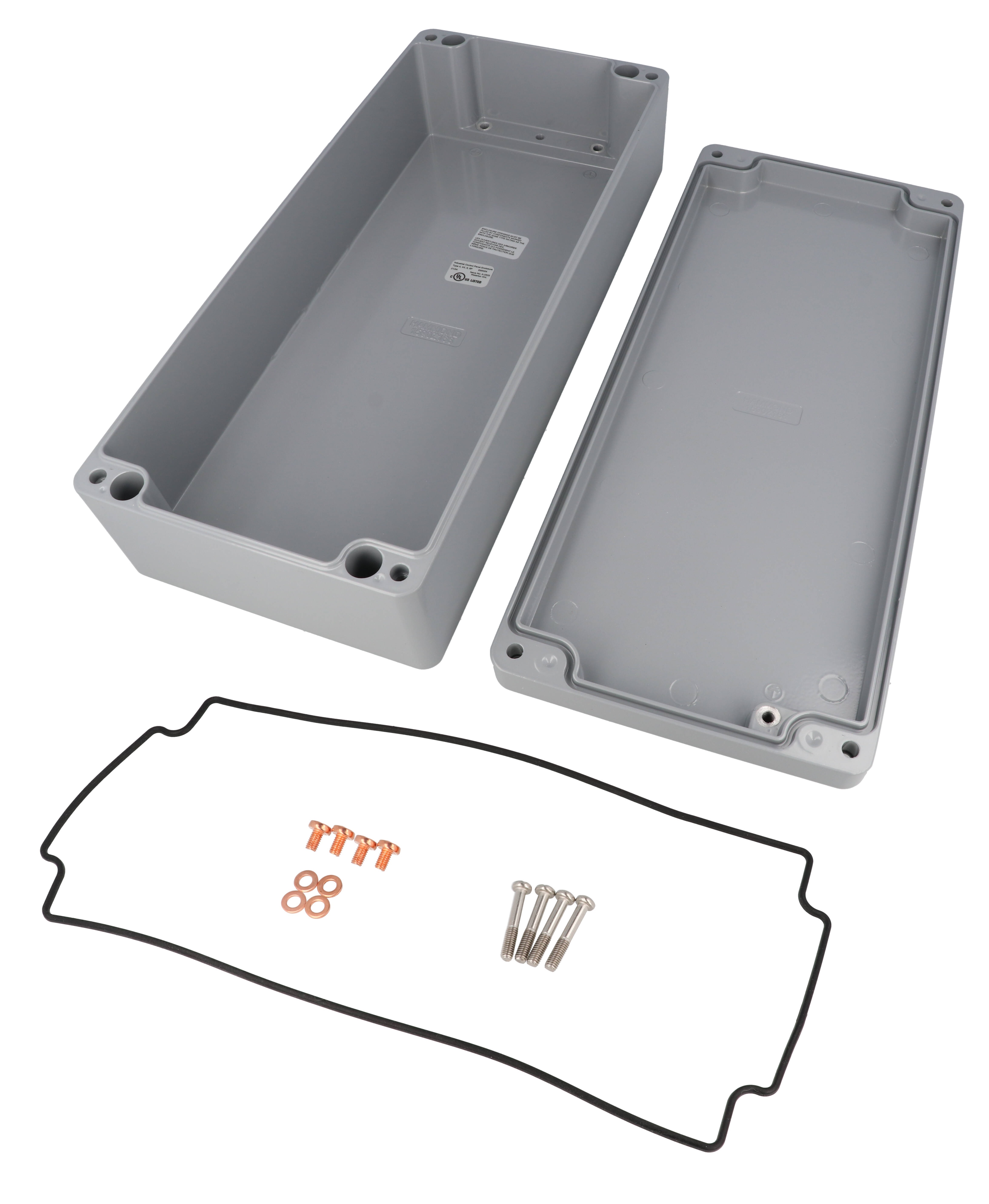 1590Z166GY smooth gray RAL 7001 diecast aluminum enclosure, 360 x 160 x 90 mm