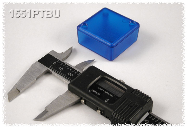 1551PTBU translucent blue ABS square miniature enclosure, 40 x 40 x 20 mm