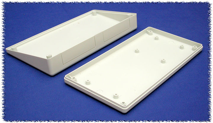 1599HTSGY light gray short-slope ABS sloping console enclosure, 220 x 110 mm