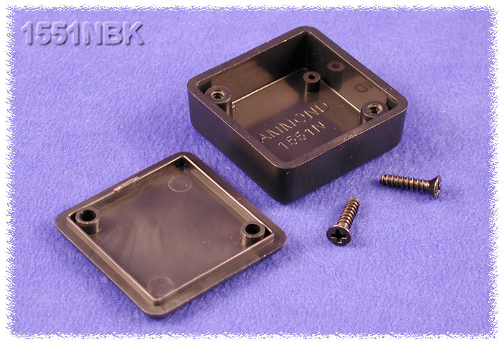 1551NBK black ABS low-profile miniature enclosure, 35 x 35 x 15 mm