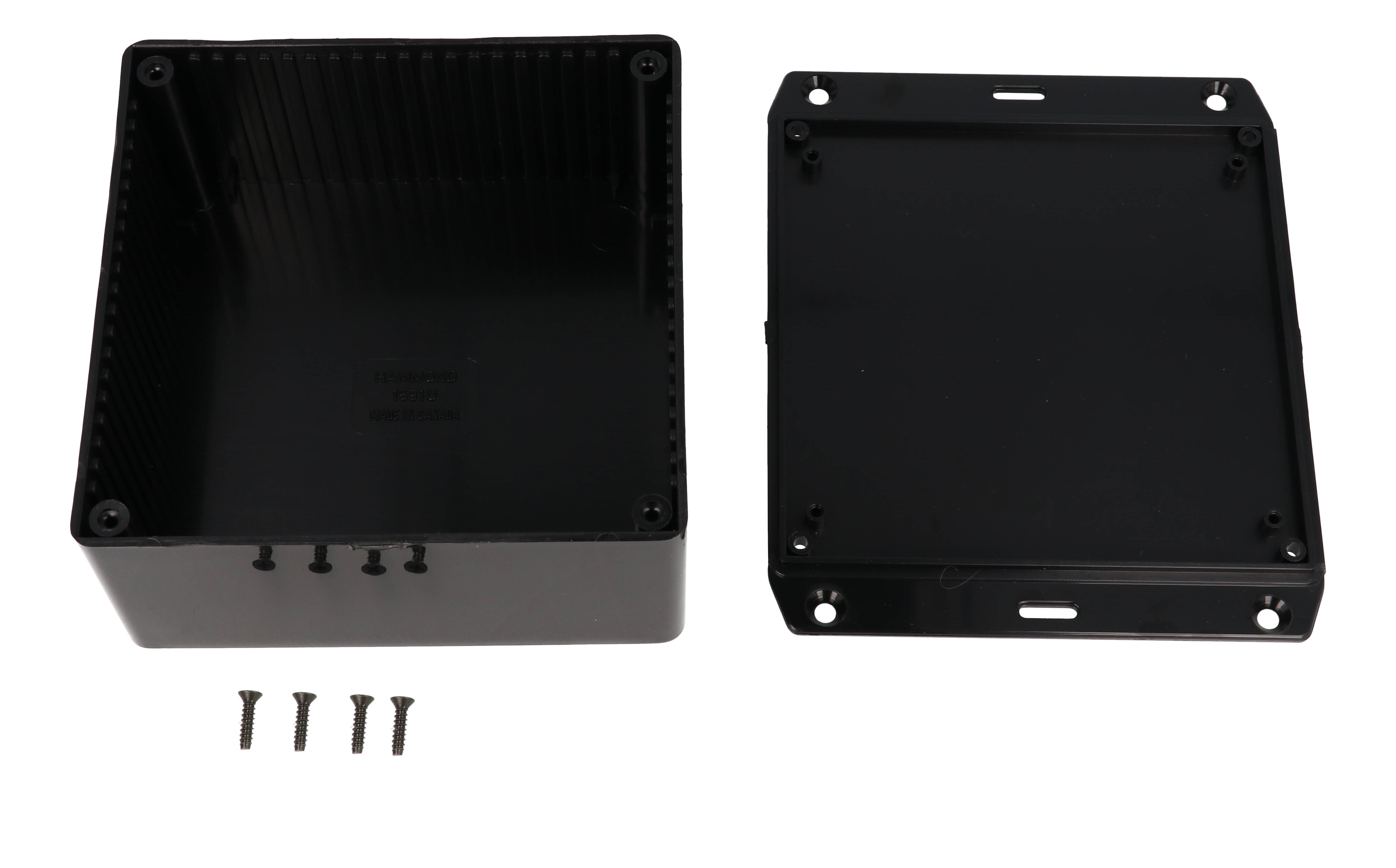 1591USFLBK black general purpose ABS enclosure with flanged wall mounting lid