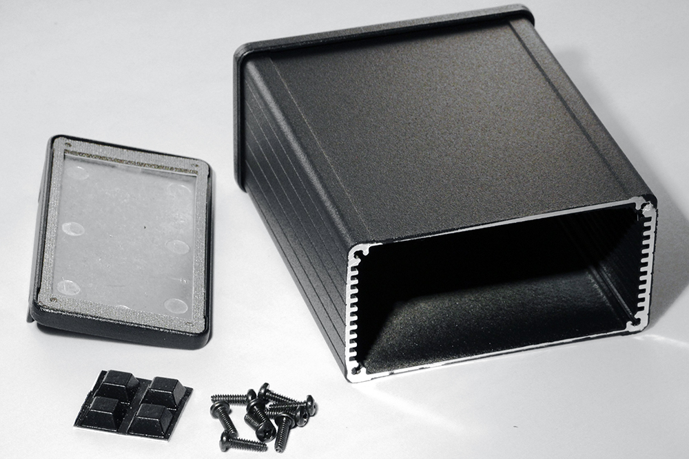 1457N1202EBK — black EMI/RFI shielded extruded aluminum enclosure flanged panels