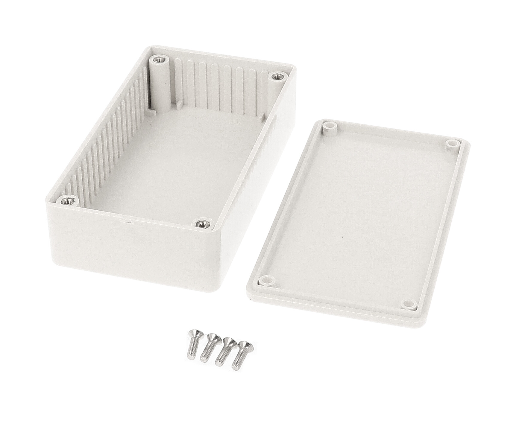 1591BGY light gray 112 x 62 x 31 mm ABS plastic enclosure without mounting flanges with molded card guides