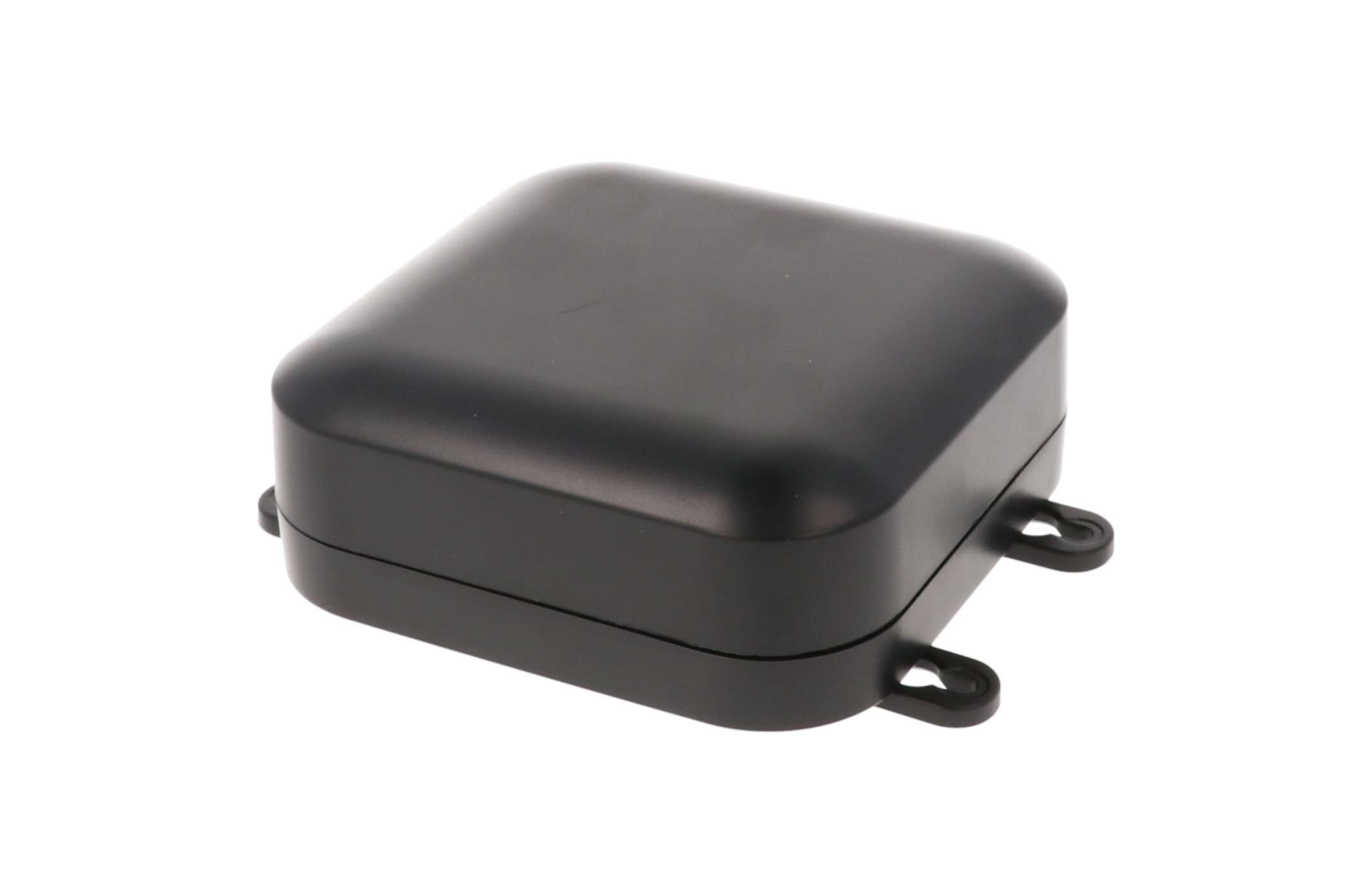 1557DBK black ABS low-profile watertight enclosure, 120 x 120 x 45 mm, with four lid screws