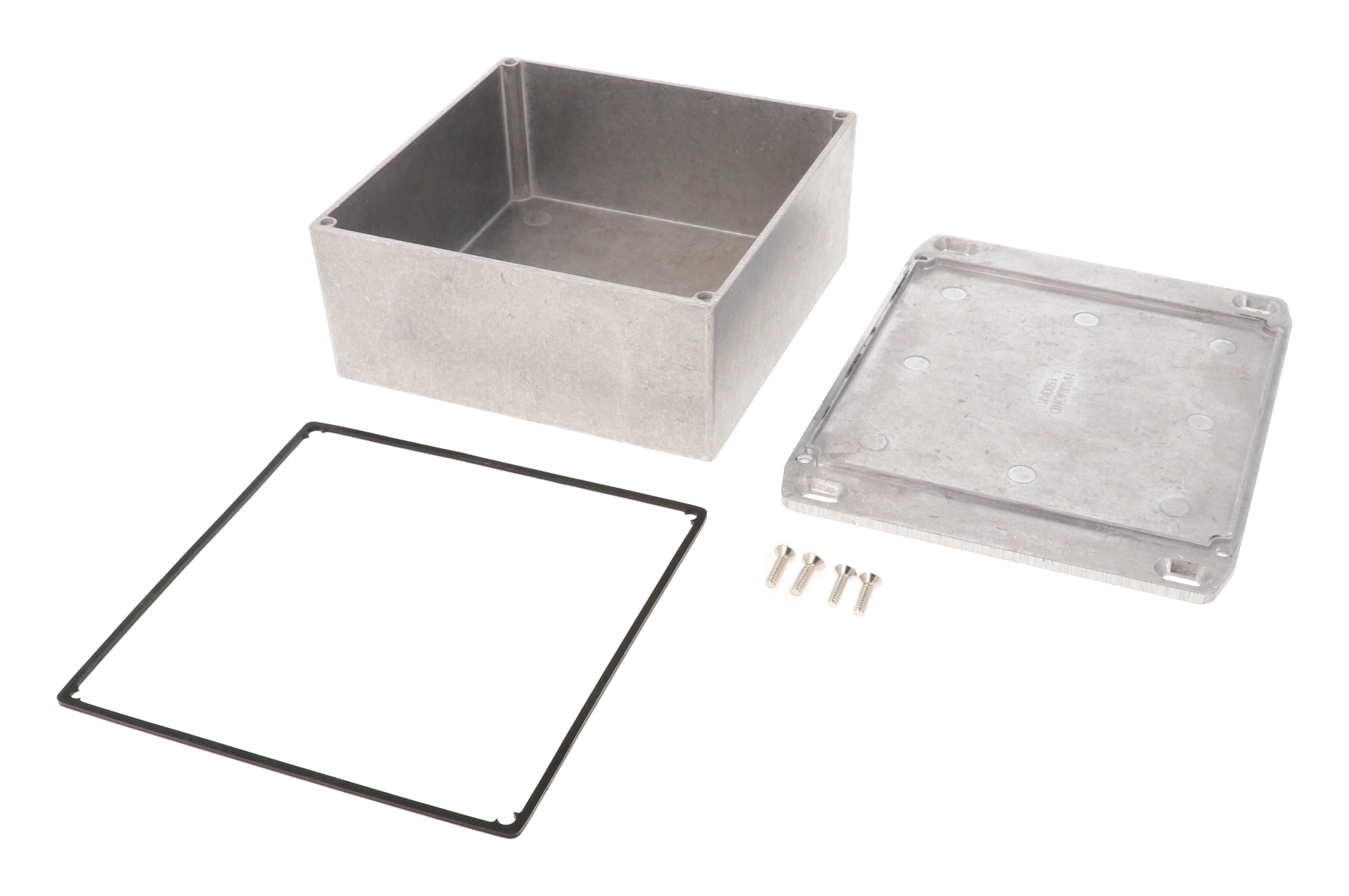 1590WKKFL watertight diecast aluminum enclosure with flanged lid, 125 x 125 x 57 mm