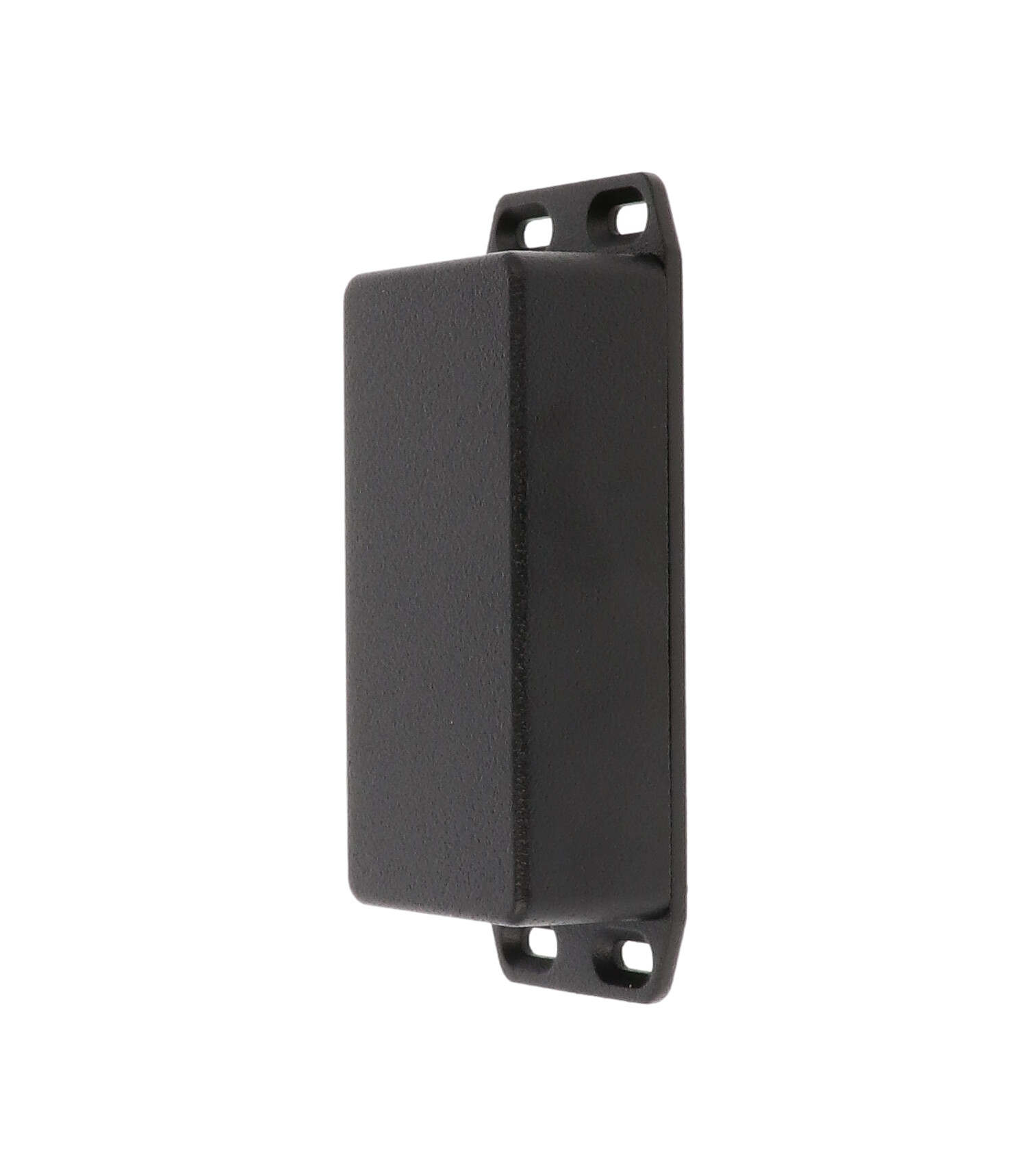1590G2FLBK black diecast aluminum enclosure with flanged lid for wall mounting, 100 x 50 x 31 mm