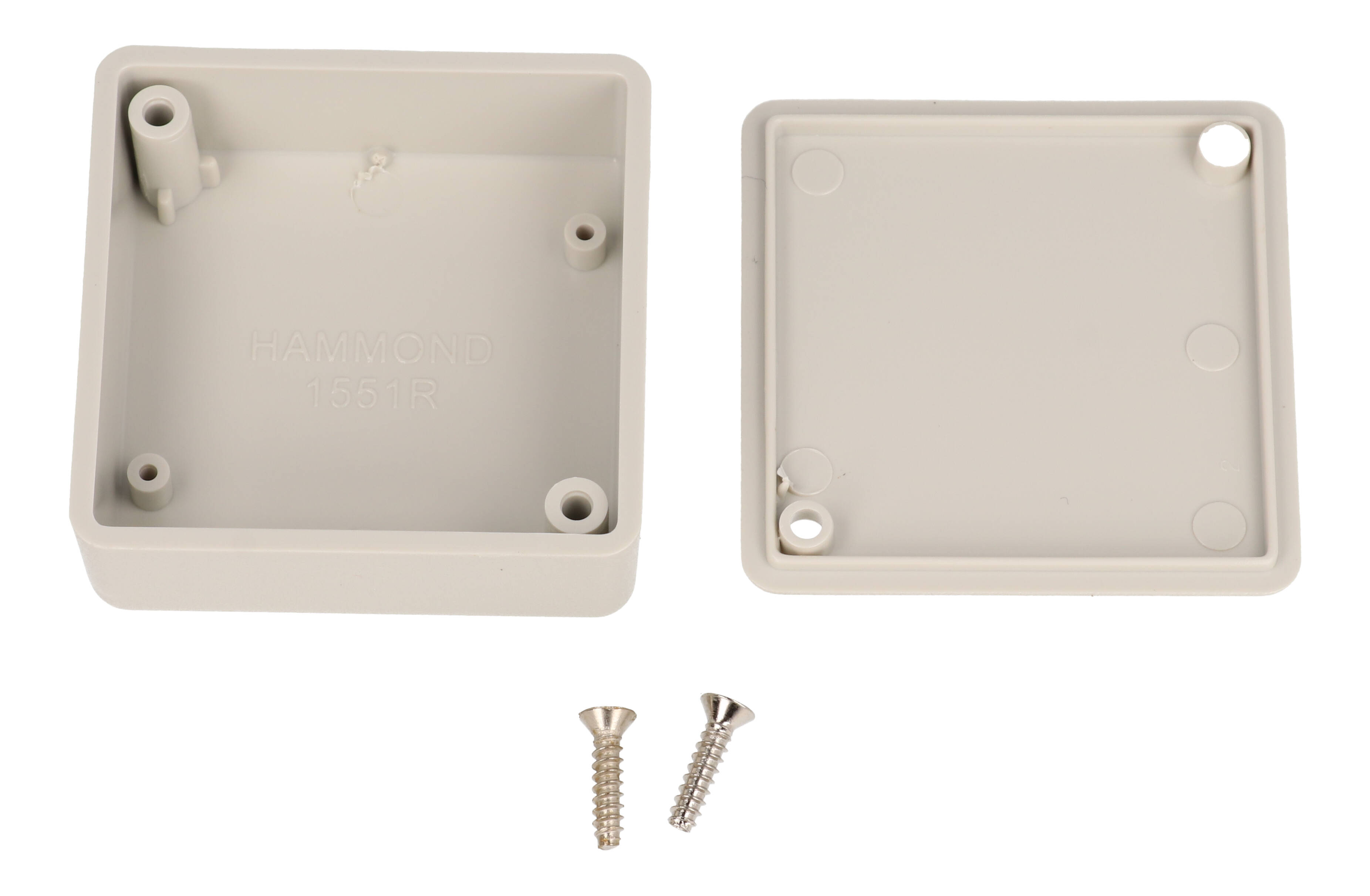 1551RGY light gray ABS plastic miniature enclosure, 50 x 50 x 20 mm