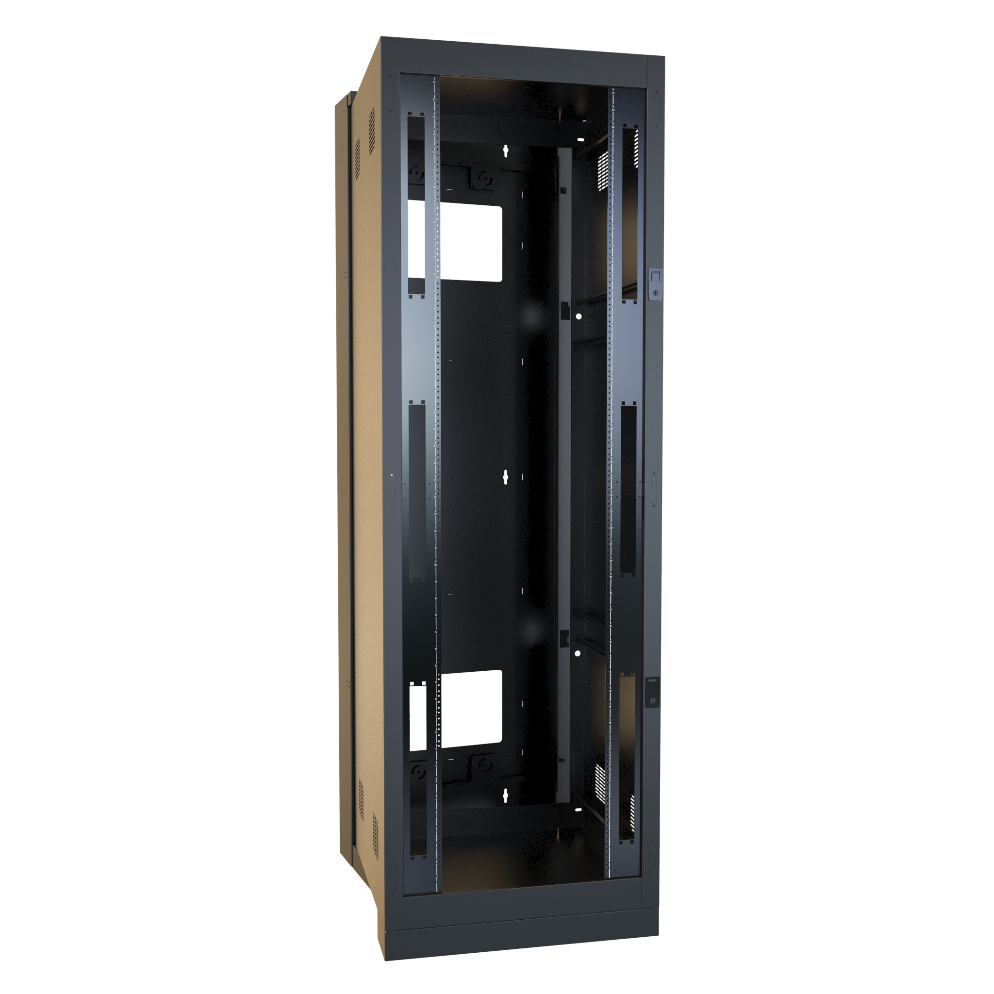 Hammond H1SRR42U30BK pair of 42U black 19-inch square hole rack panel rails with silkscreened U markings — view 3