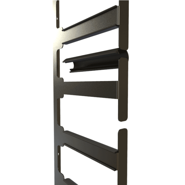 Hammond VFMMD8WH white 8 in wide double-sided vertical cable manager, 44U with hinged finger duct doors