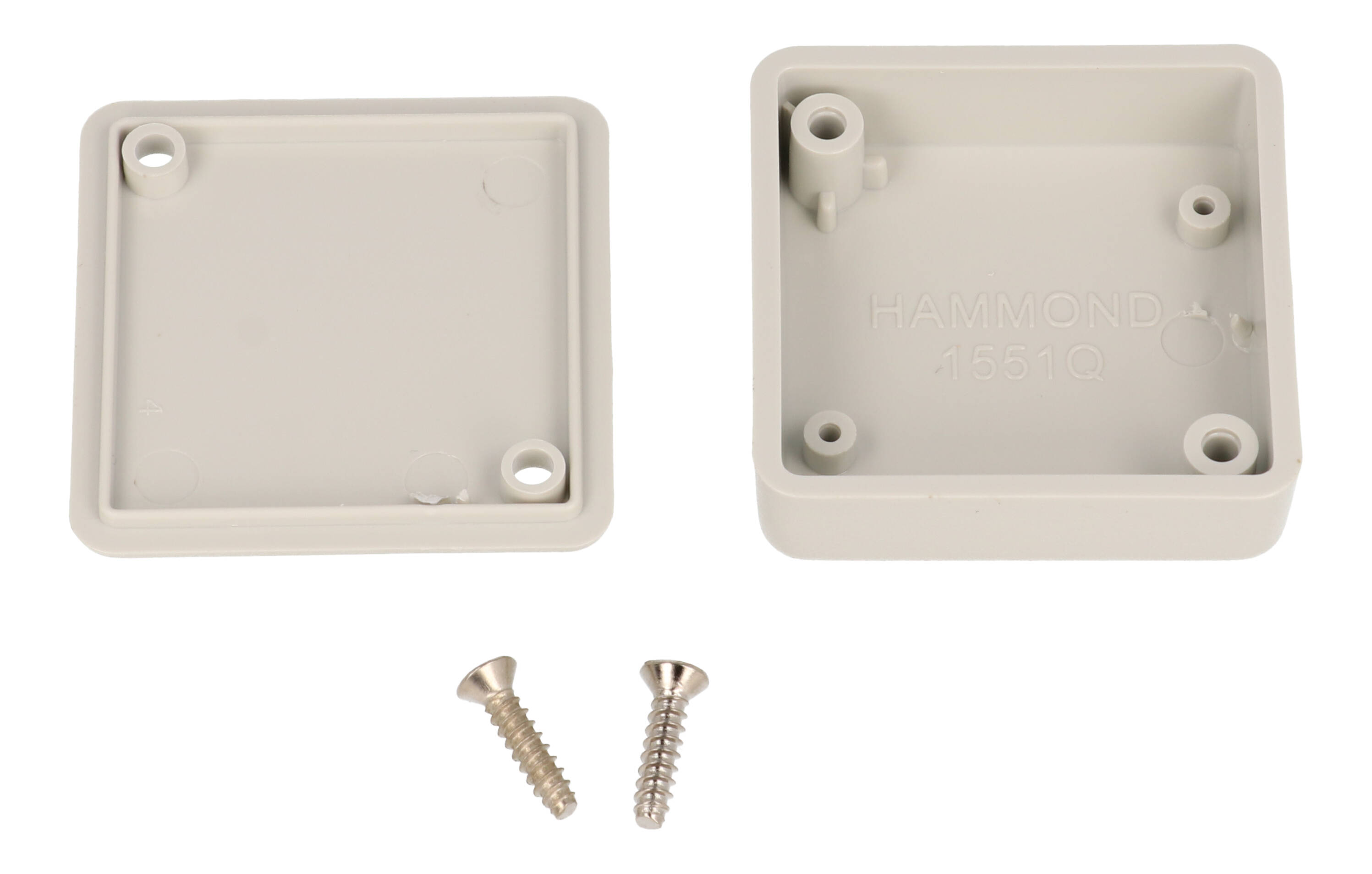 1551QGY light gray ABS plastic miniature enclosure, 40 x 40 x 15 mm, with lid
