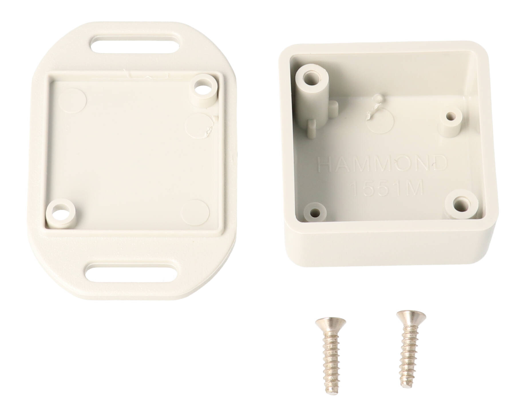 1551MFLGY light gray ABS miniature enclosure with flanged lid, 35 x 35 x 20 mm