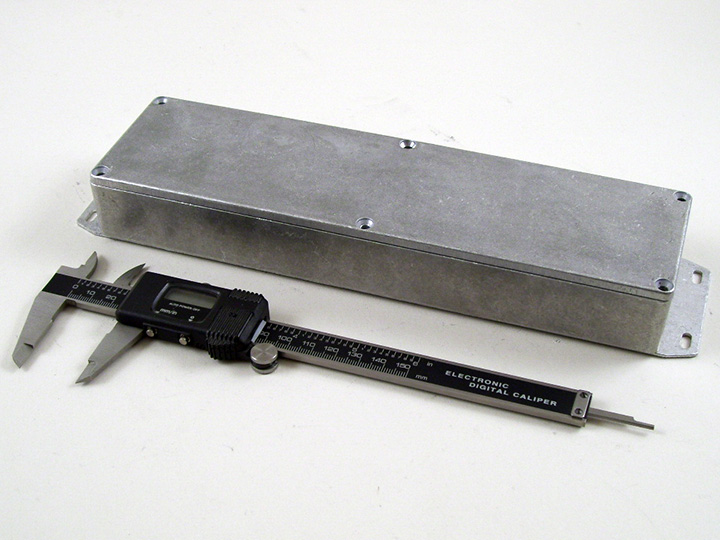 1590BX2F long slim natural diecast aluminum enclosure with flanged bottom plate
