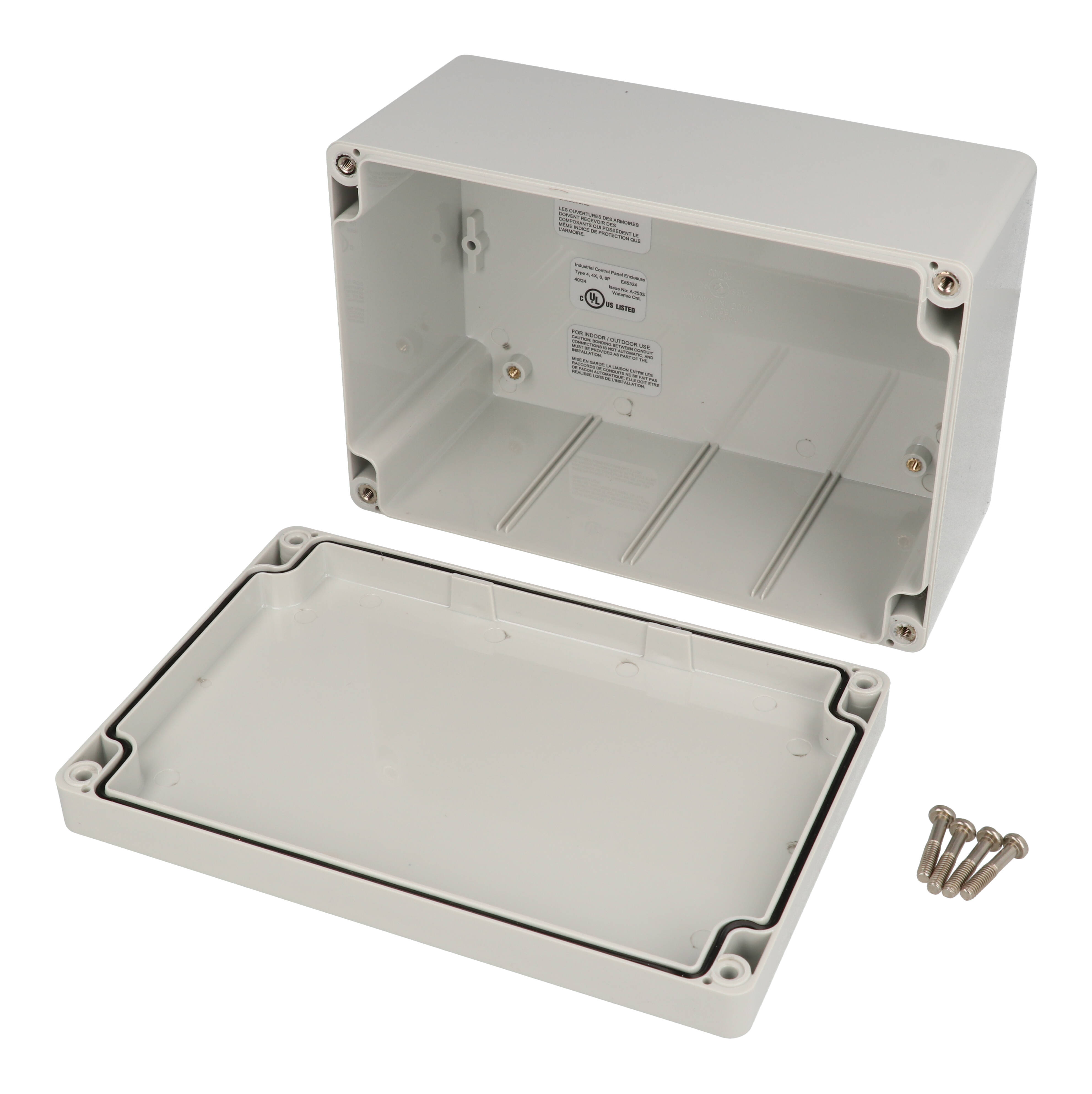 1554C2GY light gray polycarbonate NEMA 4X enclosure 120 x 65 x 41 mm with gray lid — view 6