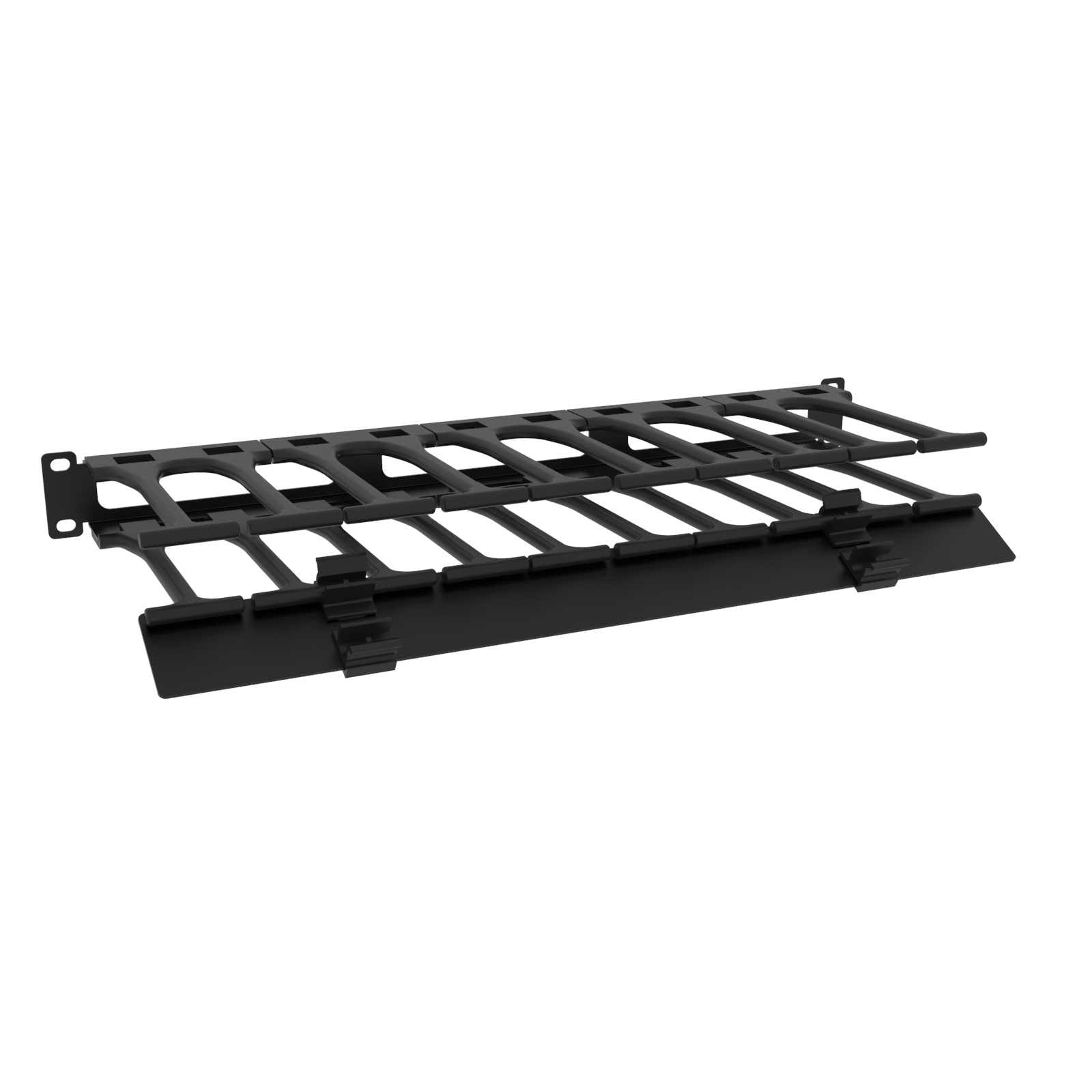Hammond RB-HFMD1 1U horizontal finger cable manager with removable black powder coat cover for 19-inch racks