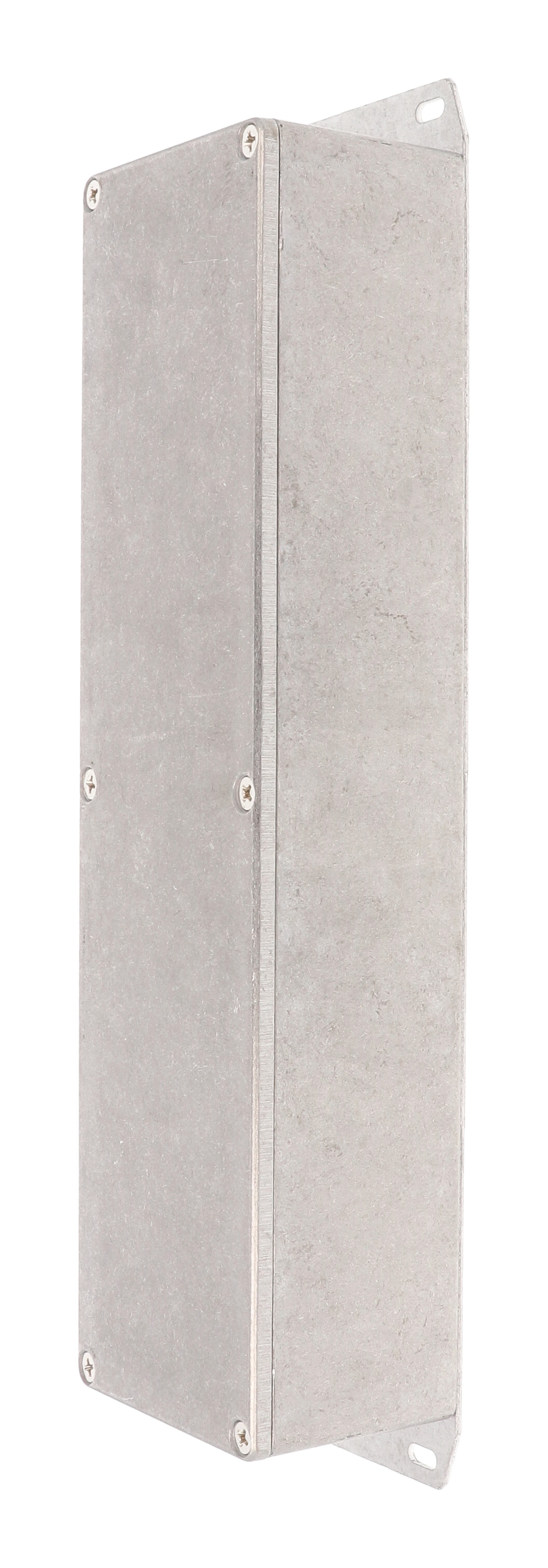 1590BXFL natural diecast aluminum enclosure with wall-mounting flanged lid, 254 x 70 x 50 mm